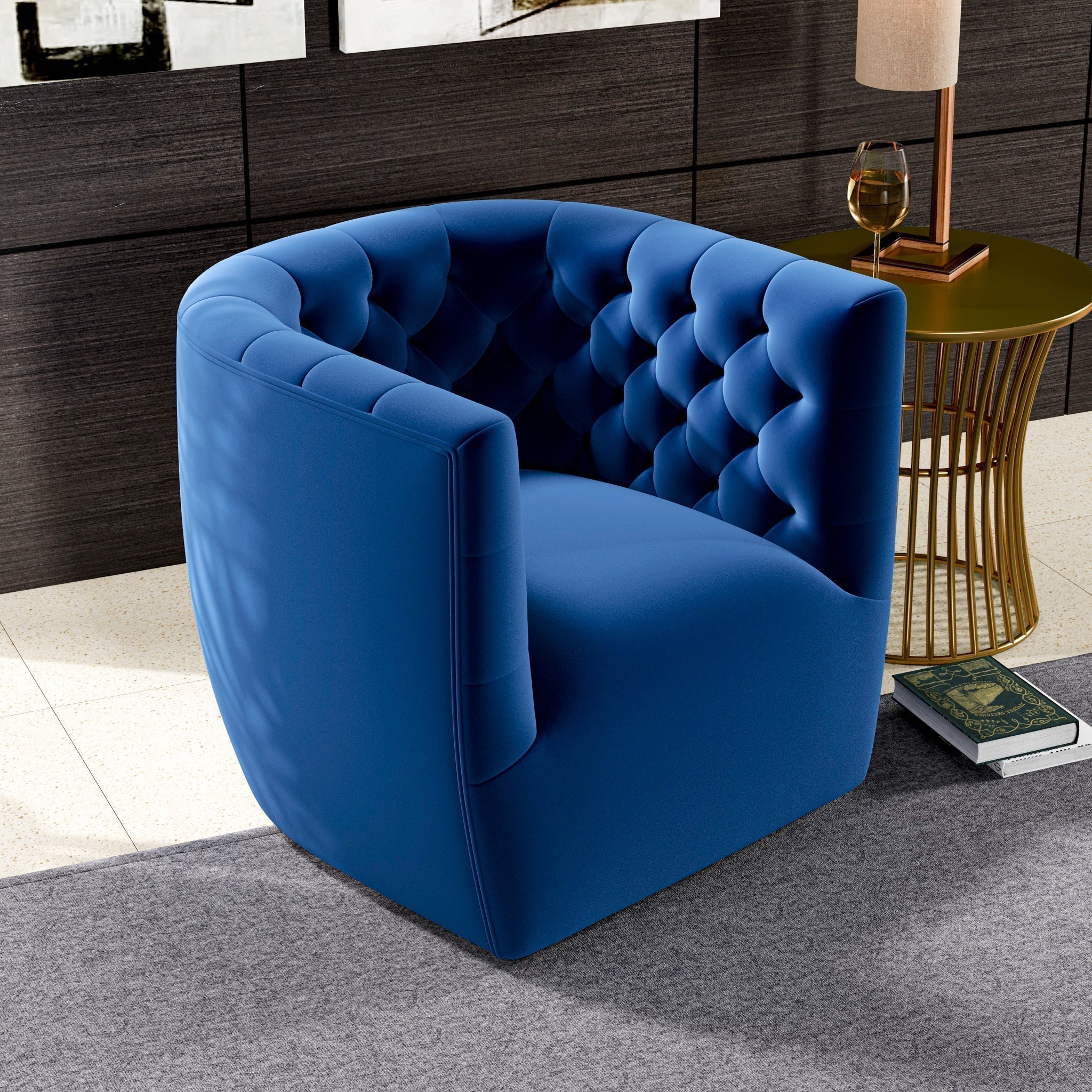 Delaney Velvet Swivel Club Chair