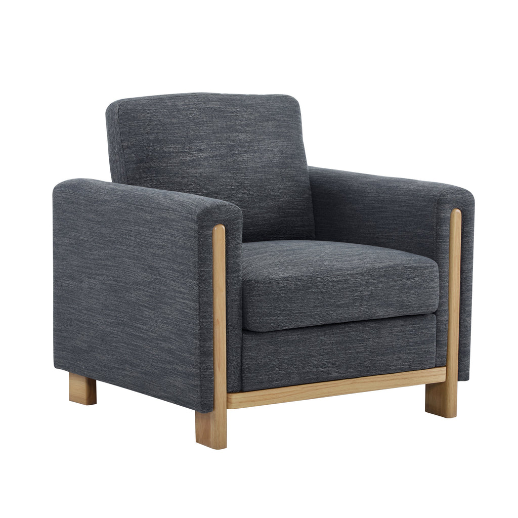 Harmonia Fabric Upholstered Accent Chair with Wood Accent