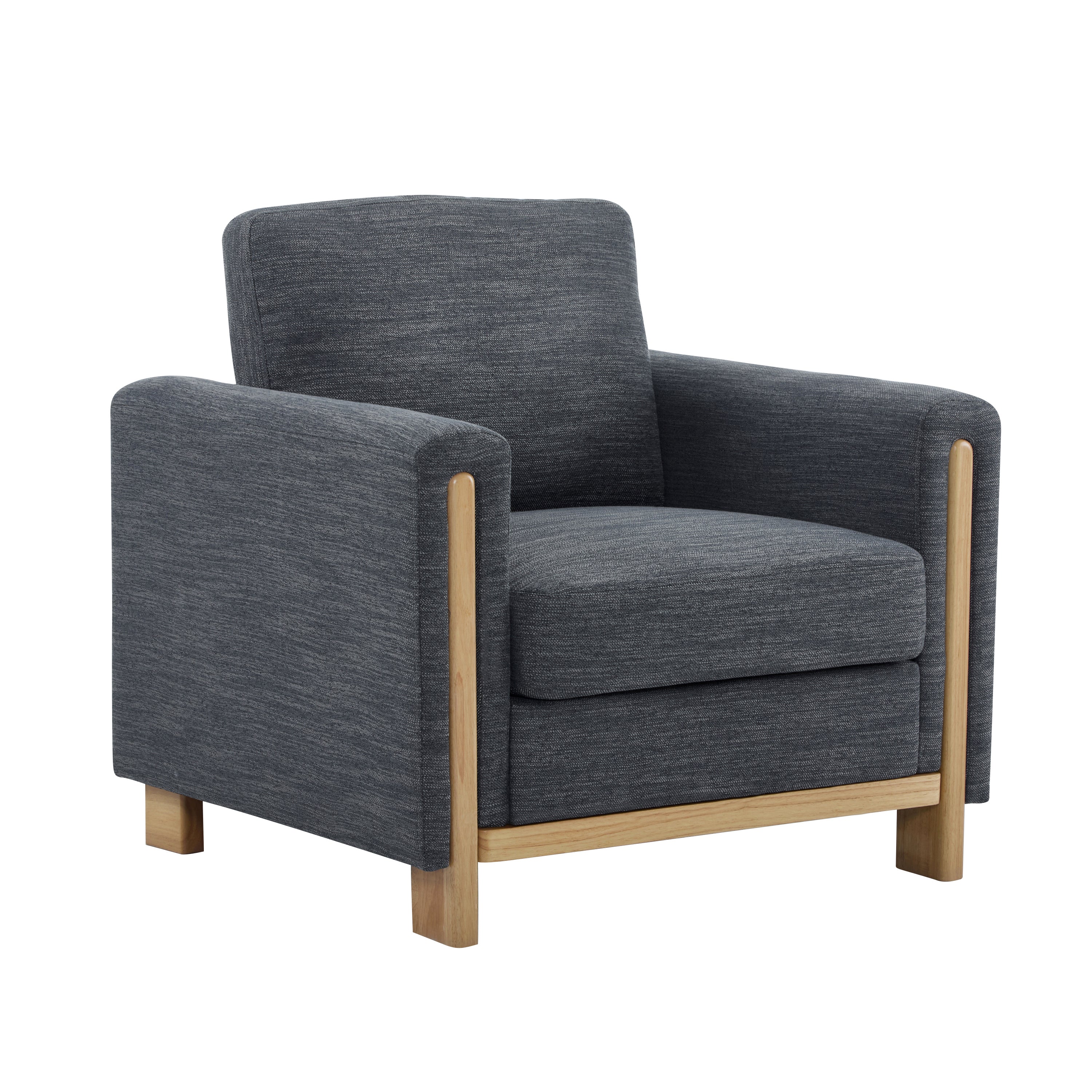 Harmonia Fabric Upholstered Accent Chair with Wood Accent