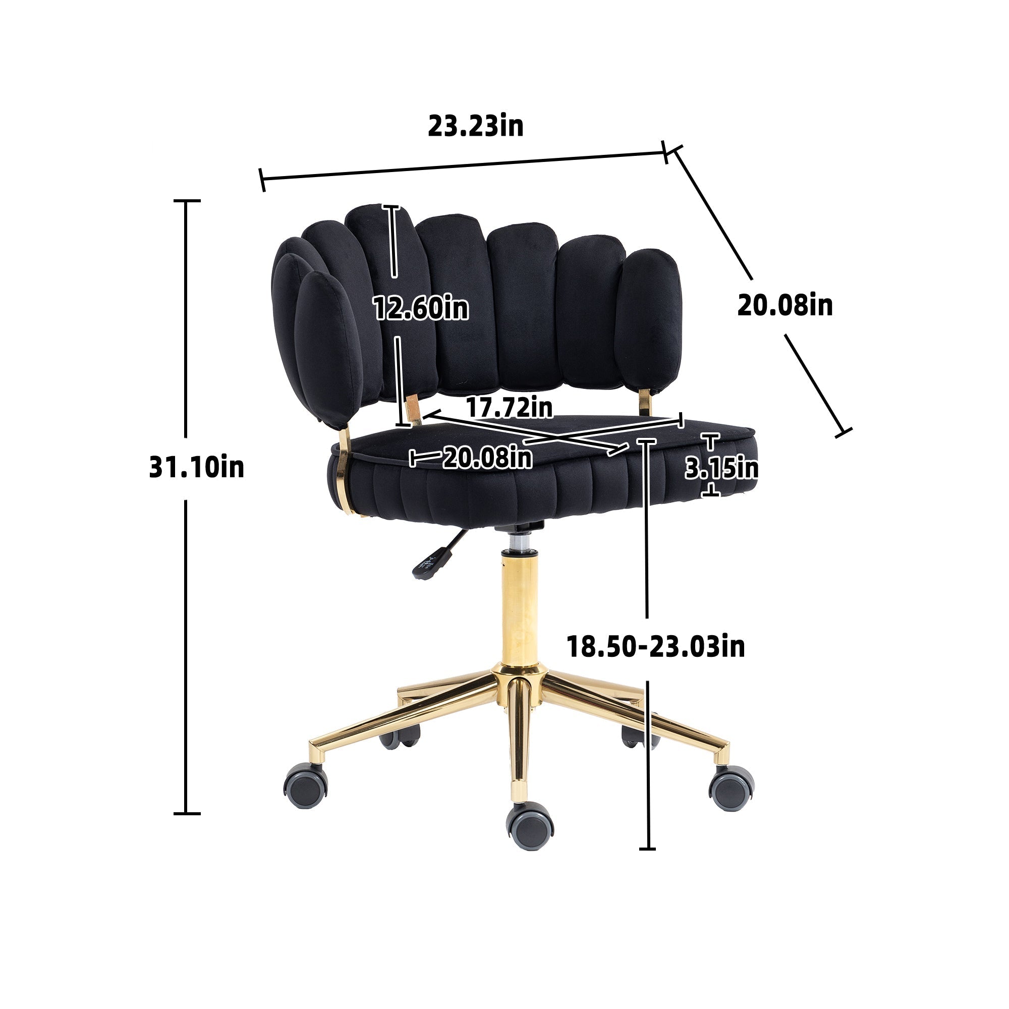 Modern Velvet Home Office Desk Chair with Adjustable Height and Swivel Wheels