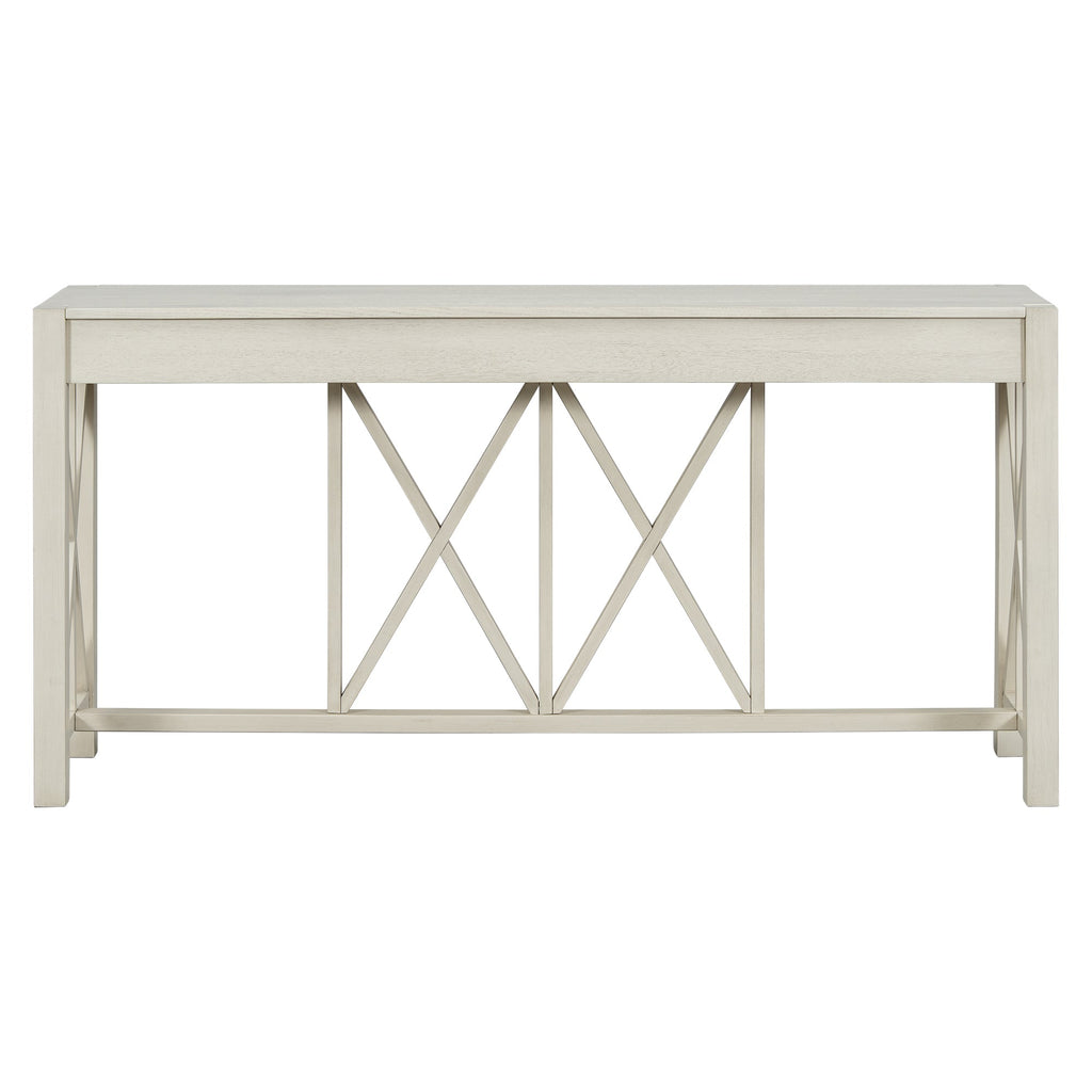 Modern Crisscross Design Entryway Table with Open Bottom Storage