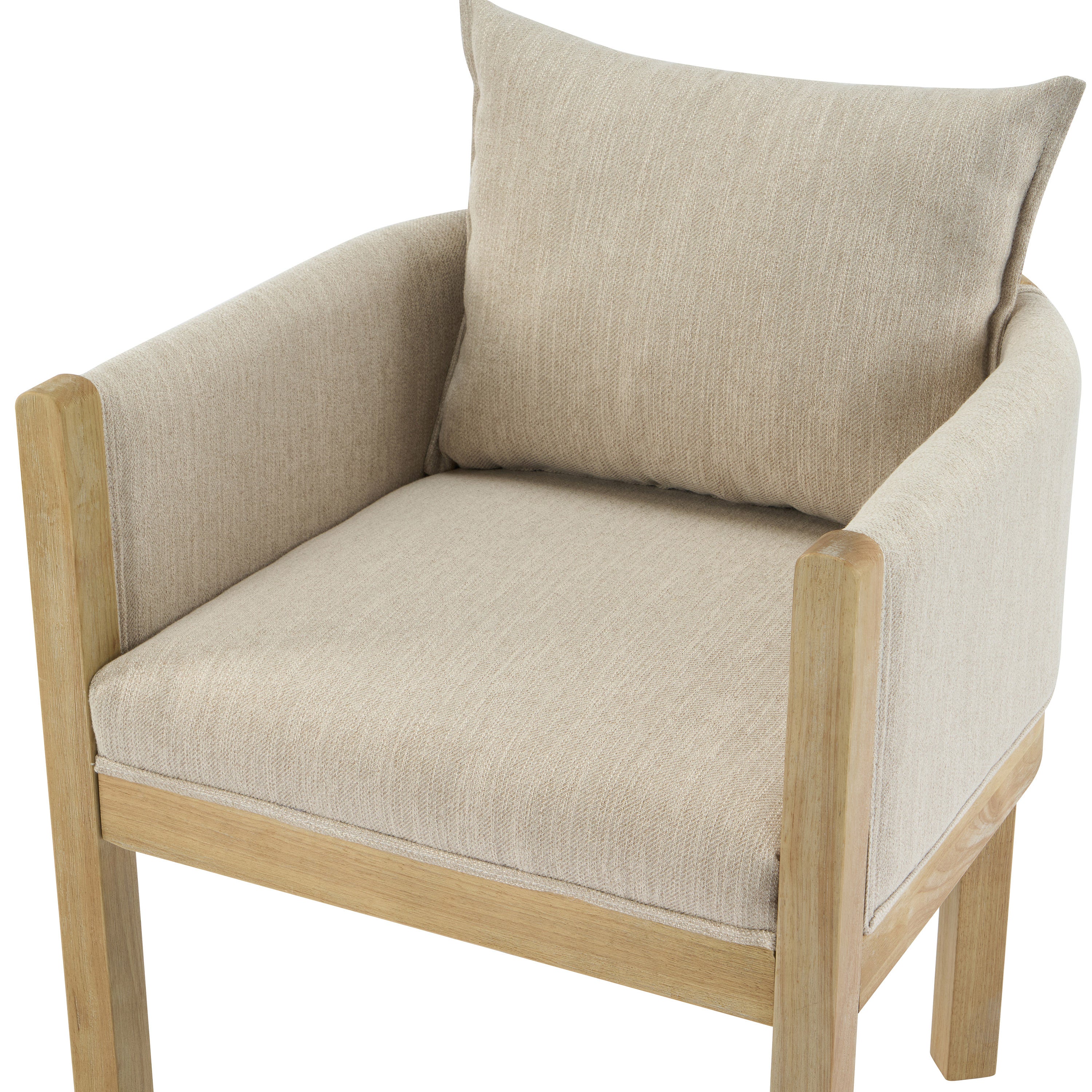 Ainsford Linen Upholstered Armchair with Natural Rubber Wood Legs, Set of 2