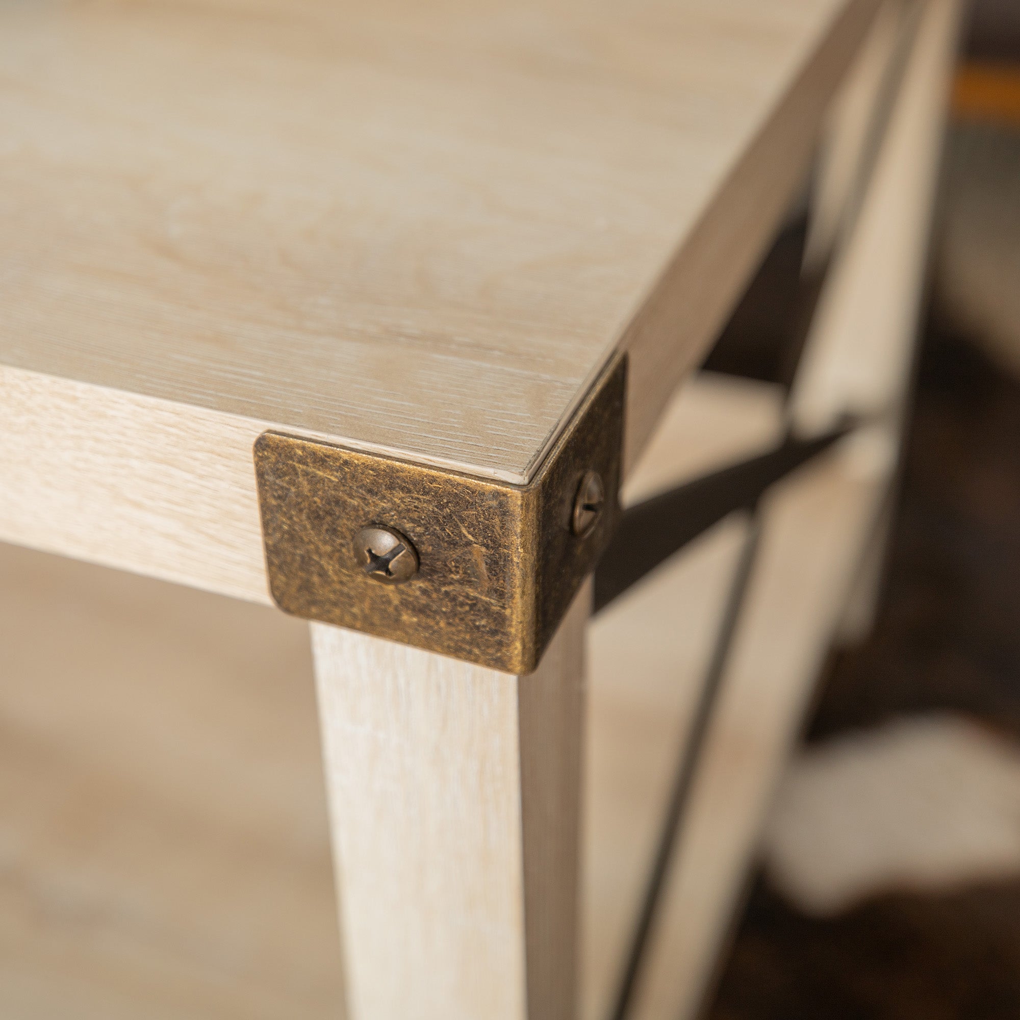 Farmhouse Metal-X Coffee Table with Lower Shelf