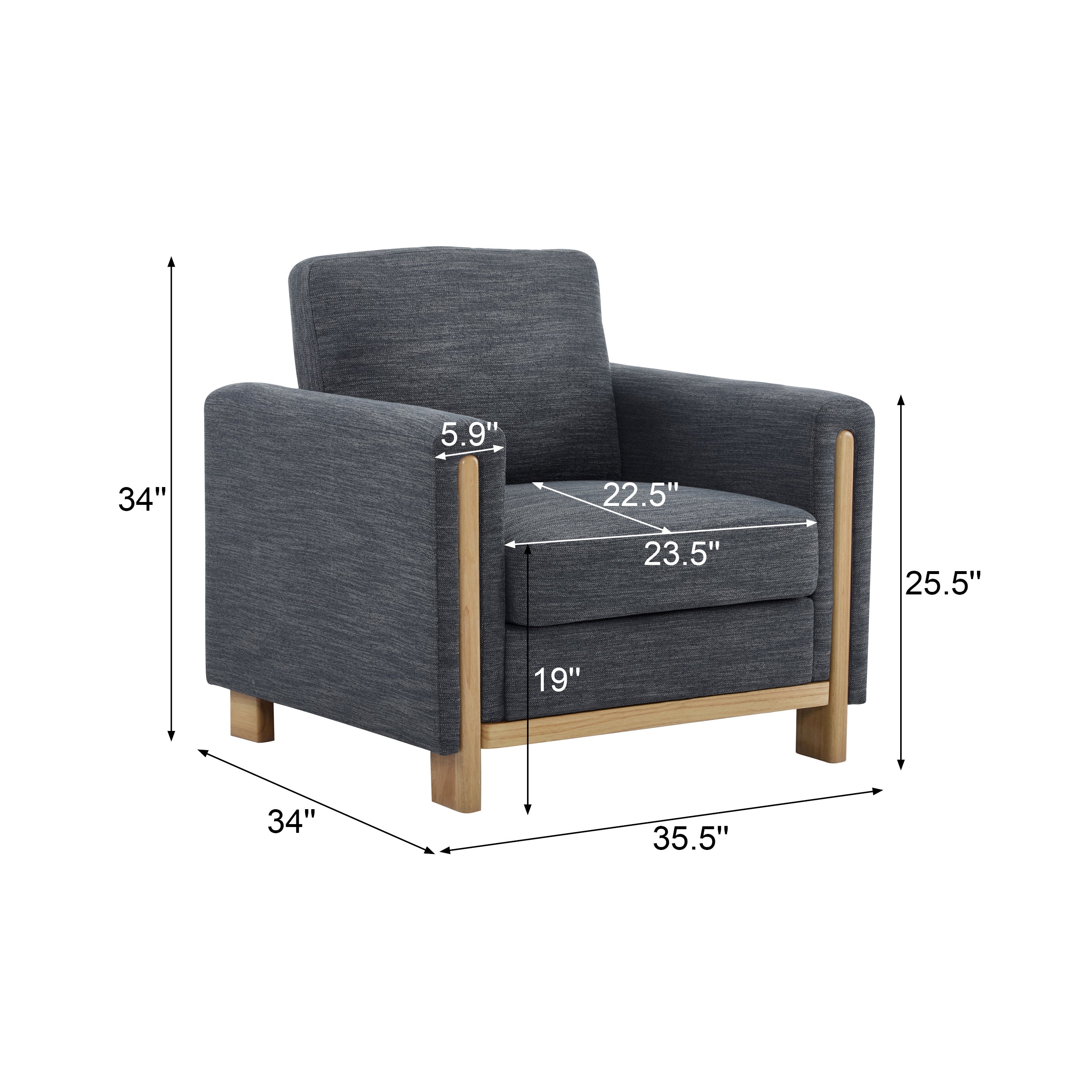 Harmonia Fabric Upholstered Accent Chair with Wood Accent