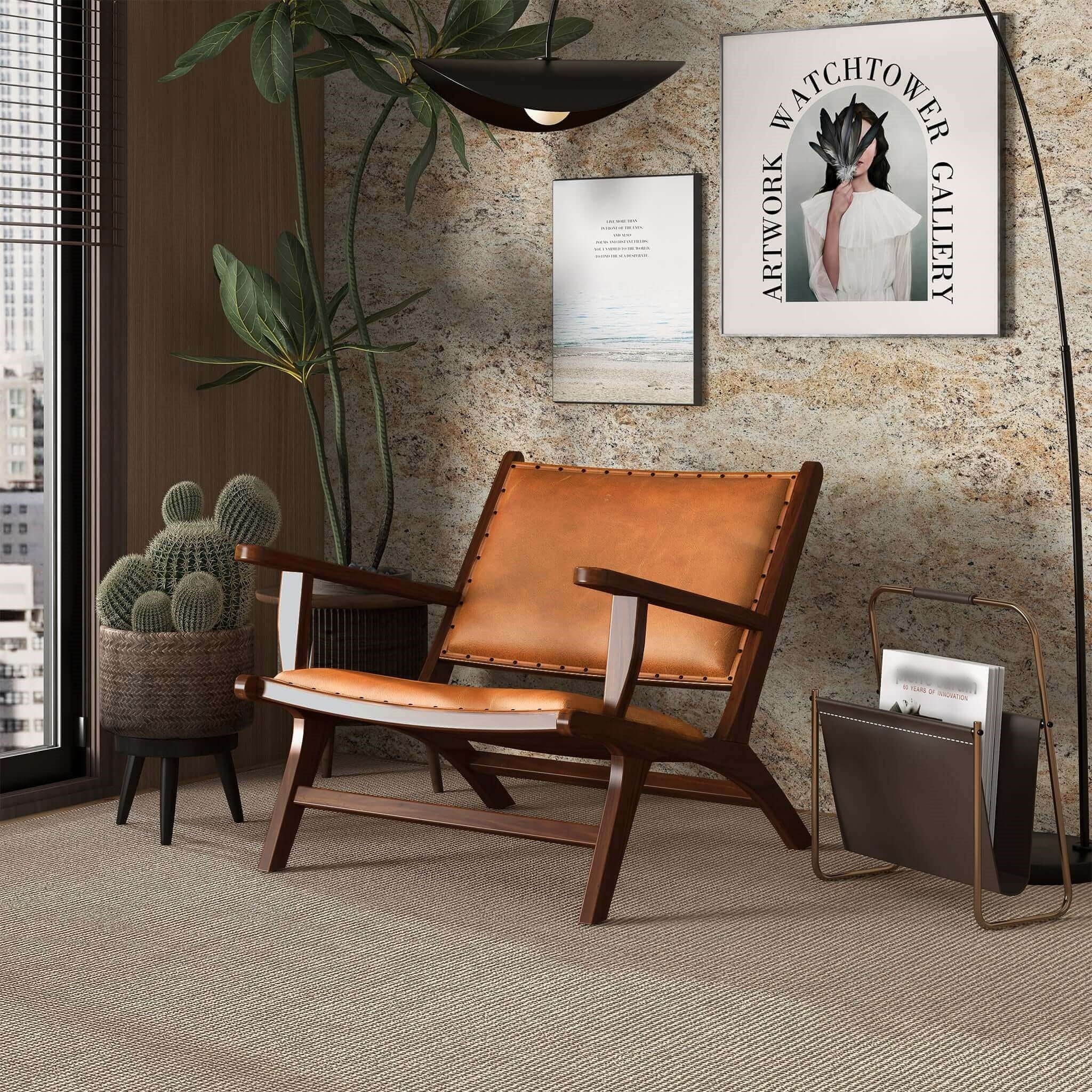 Daniel Mid-Century Modern Leather Arm Chair