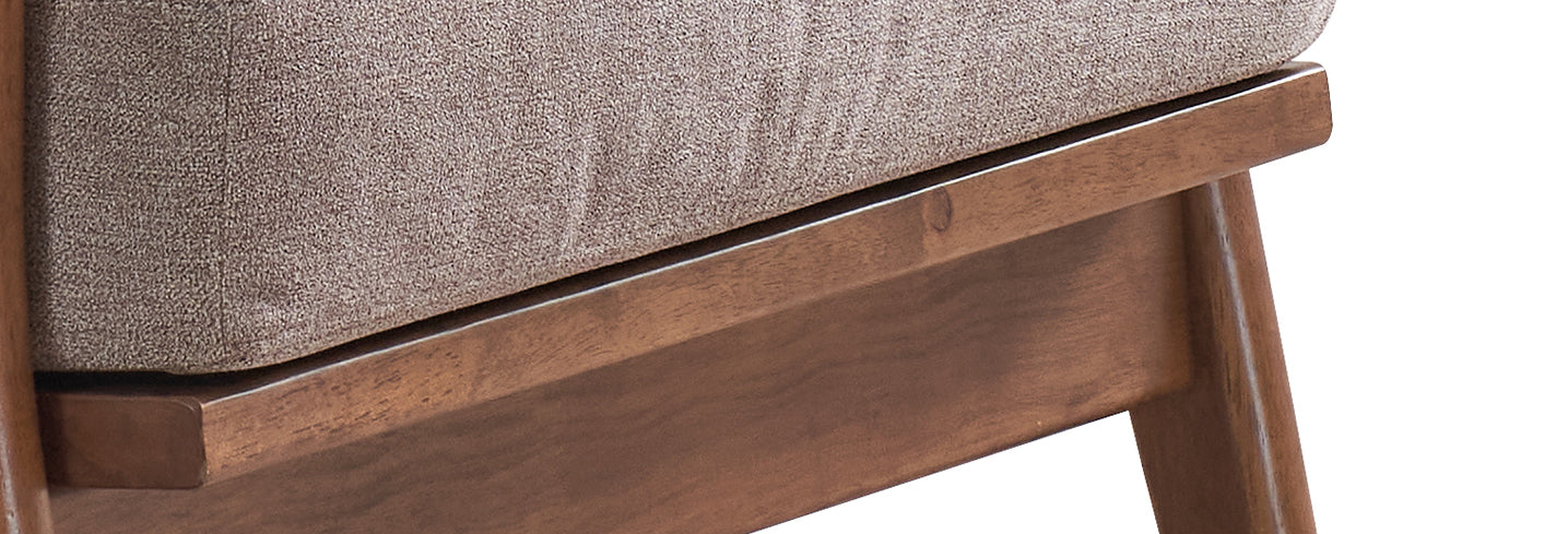 Lide Light Brown Fabric & Brown Finish Accent Chair