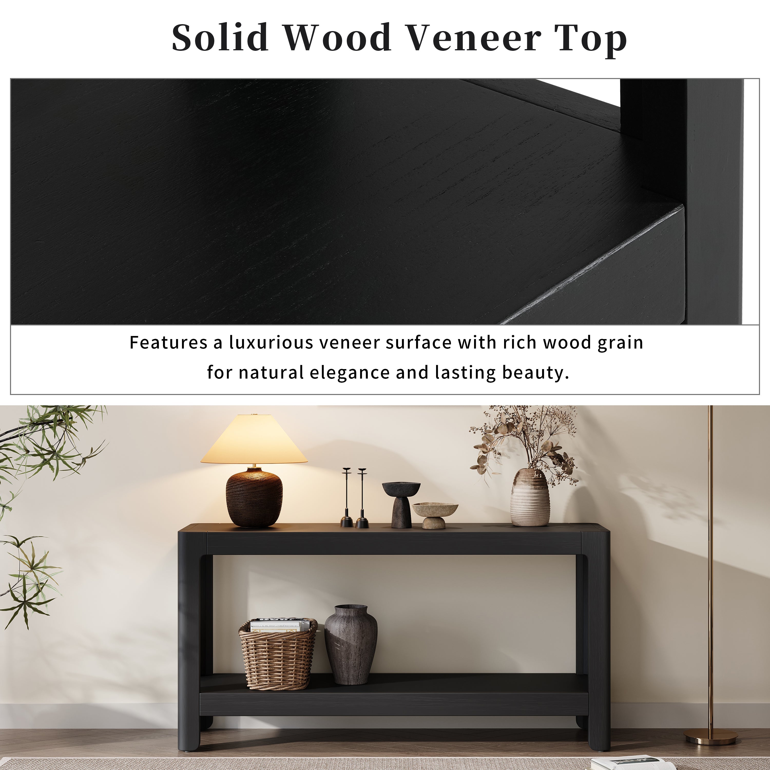 Modern Farmhouse Minimalist Rounded Console Table