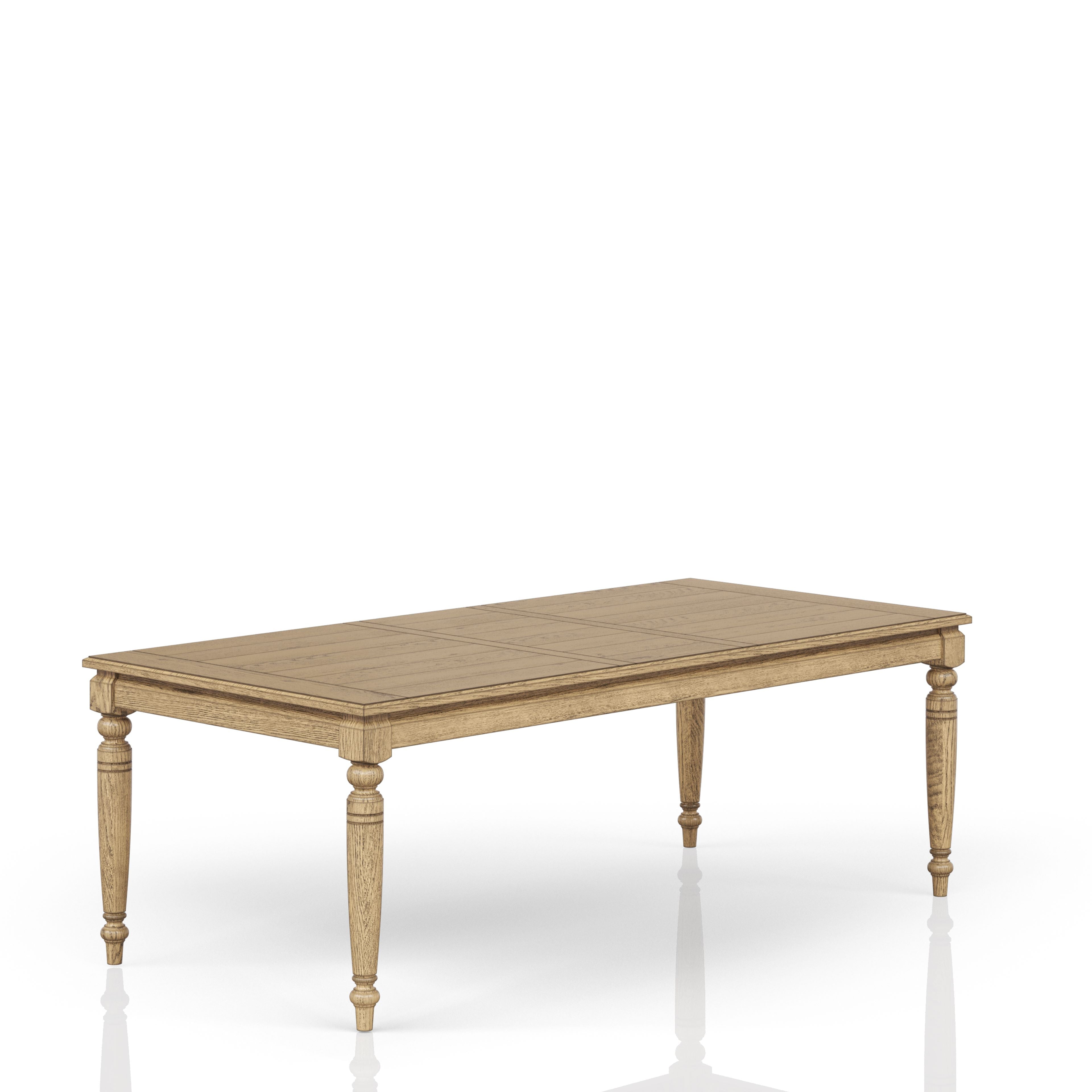 Fordham Turned Leg Wood Extendable Dining Table with Leaf