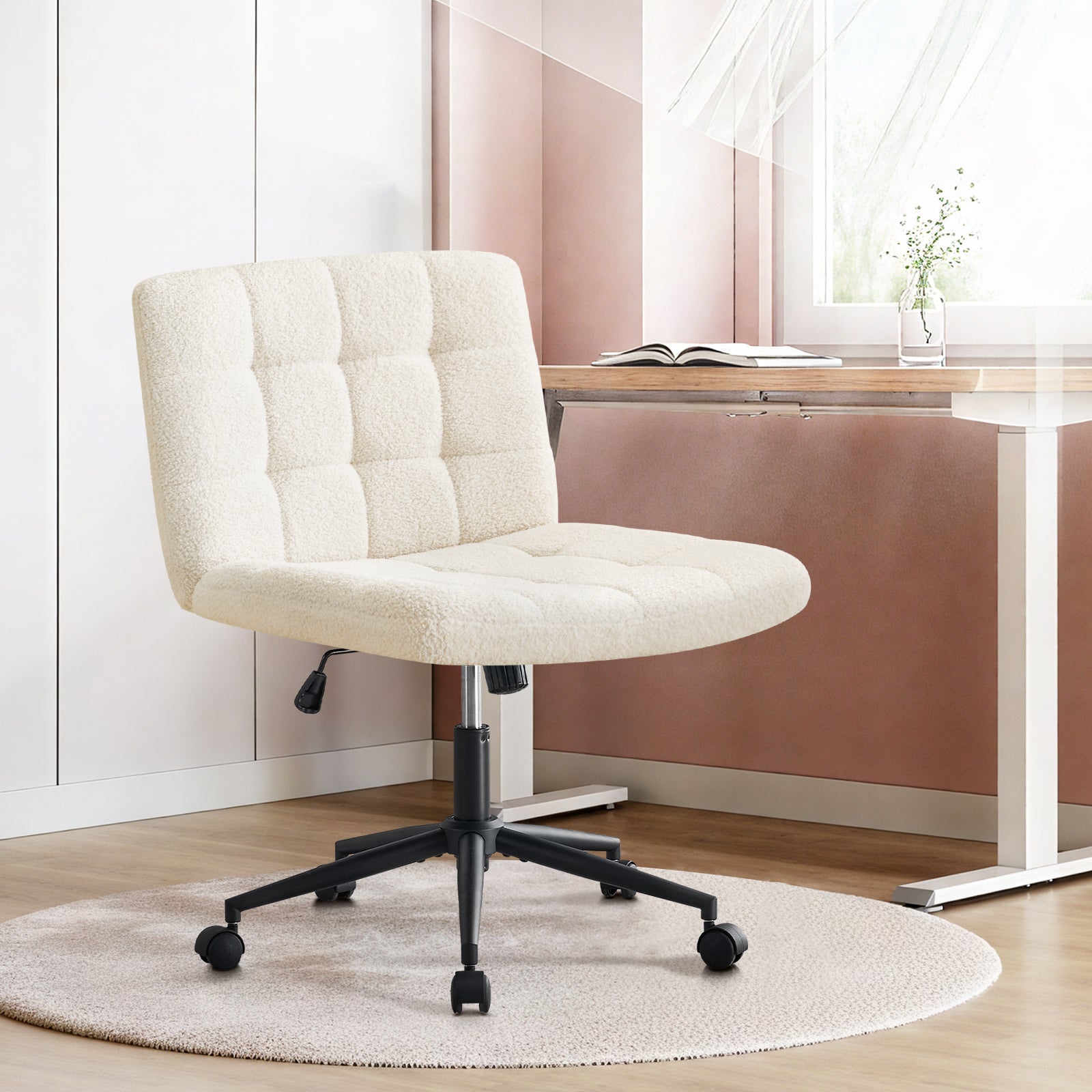 Desk Chair with Wheels, Armless Desk Chair, Adjustable Height 360° Rolling Swivel