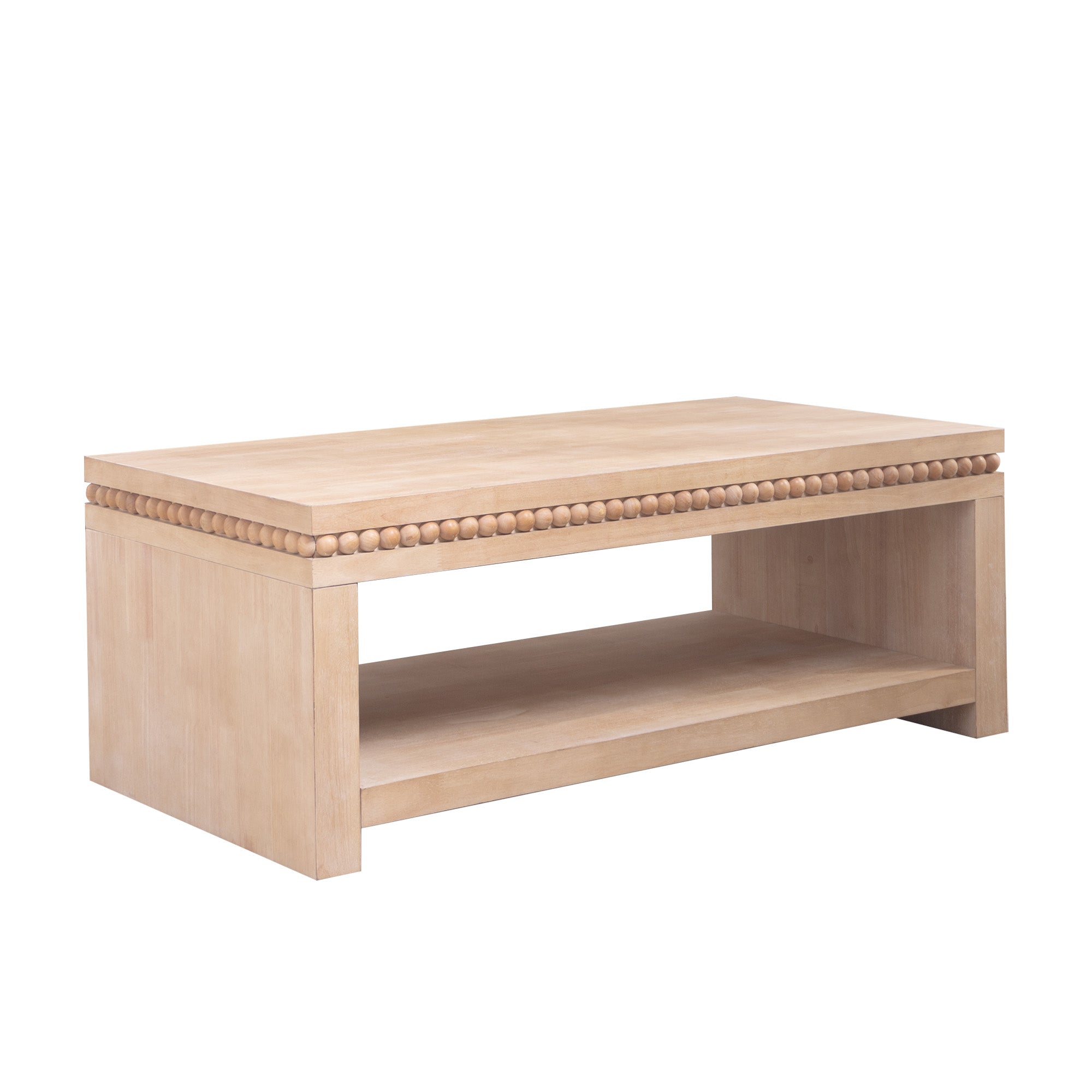 Modern Wood Coffee Table with Beaded Trim