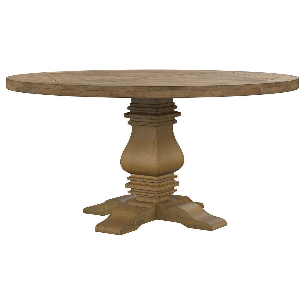 Rhea Rustic Honey Round Wood Dining Table