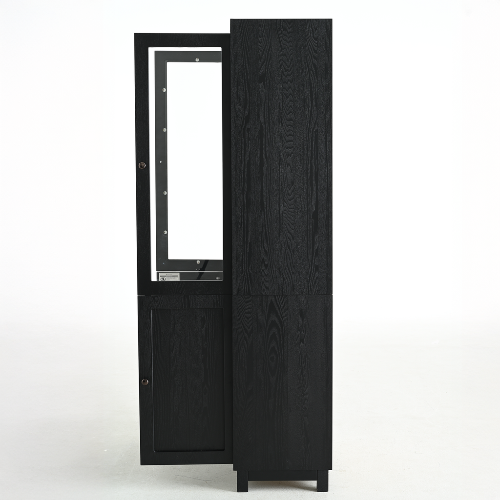 Mid-Century Modern Style Tall Display Cabinet with Glass Doors