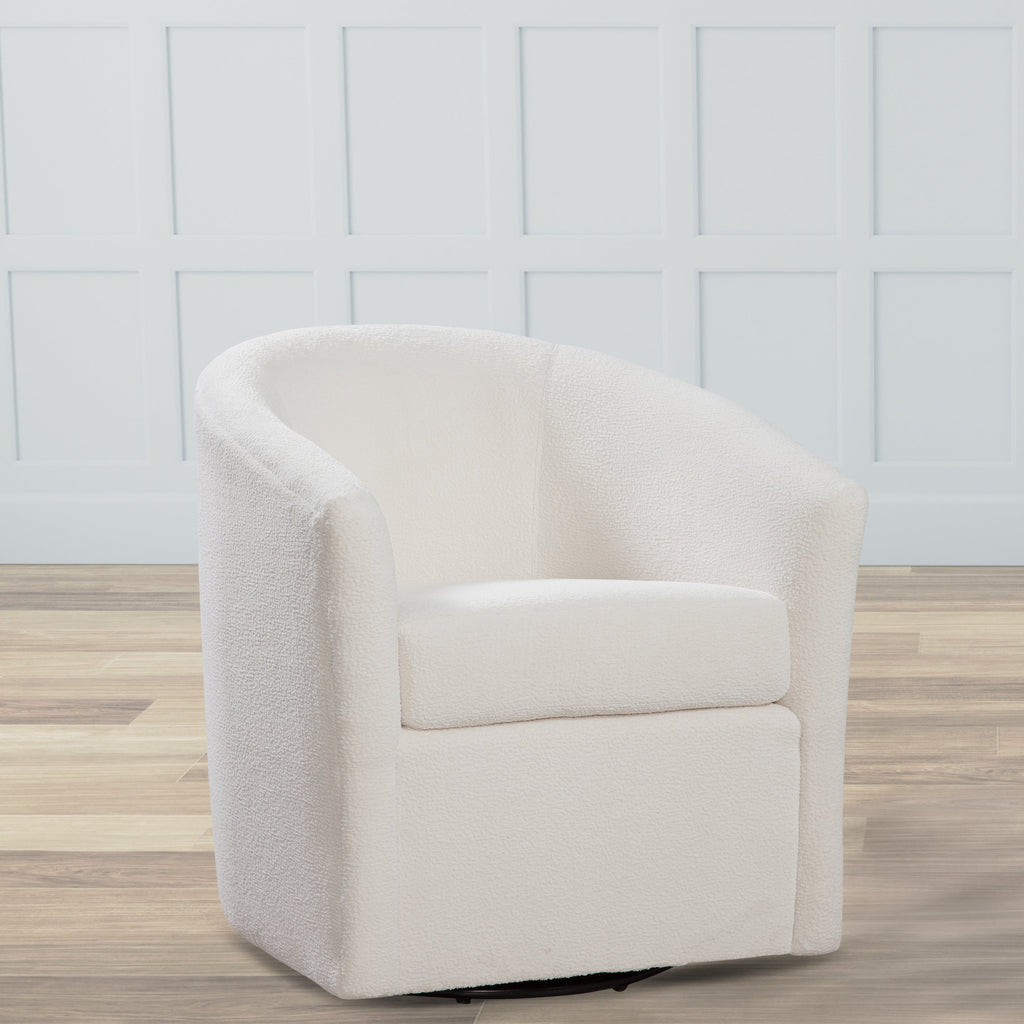 Oaklynn Barrel Style Swivel Accent Chair with Performance Fabric