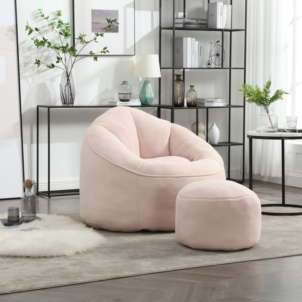 Bean Bag Sofa Chair with High-Pressure Foam and Footrest