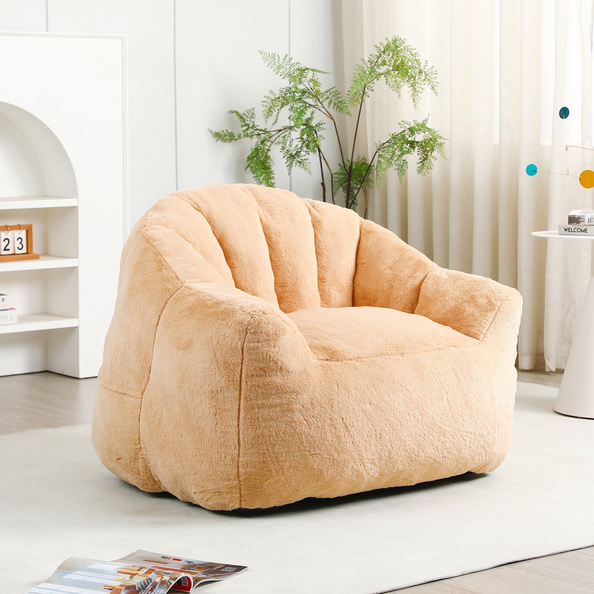 Beanbag Sofa Chair with Armrests Stuffed with High-Density Foam