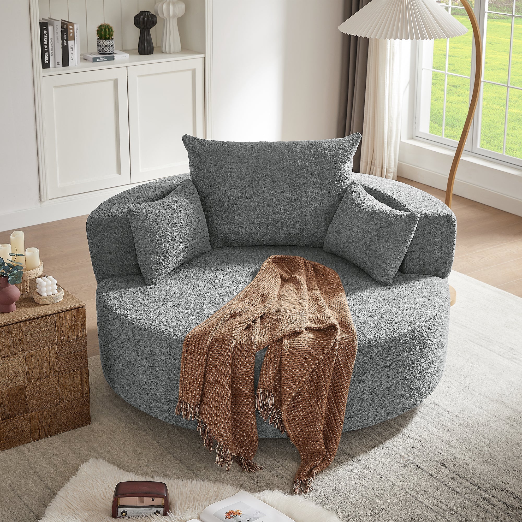 Crossley Oversized Swivel Barrel Accent Chair