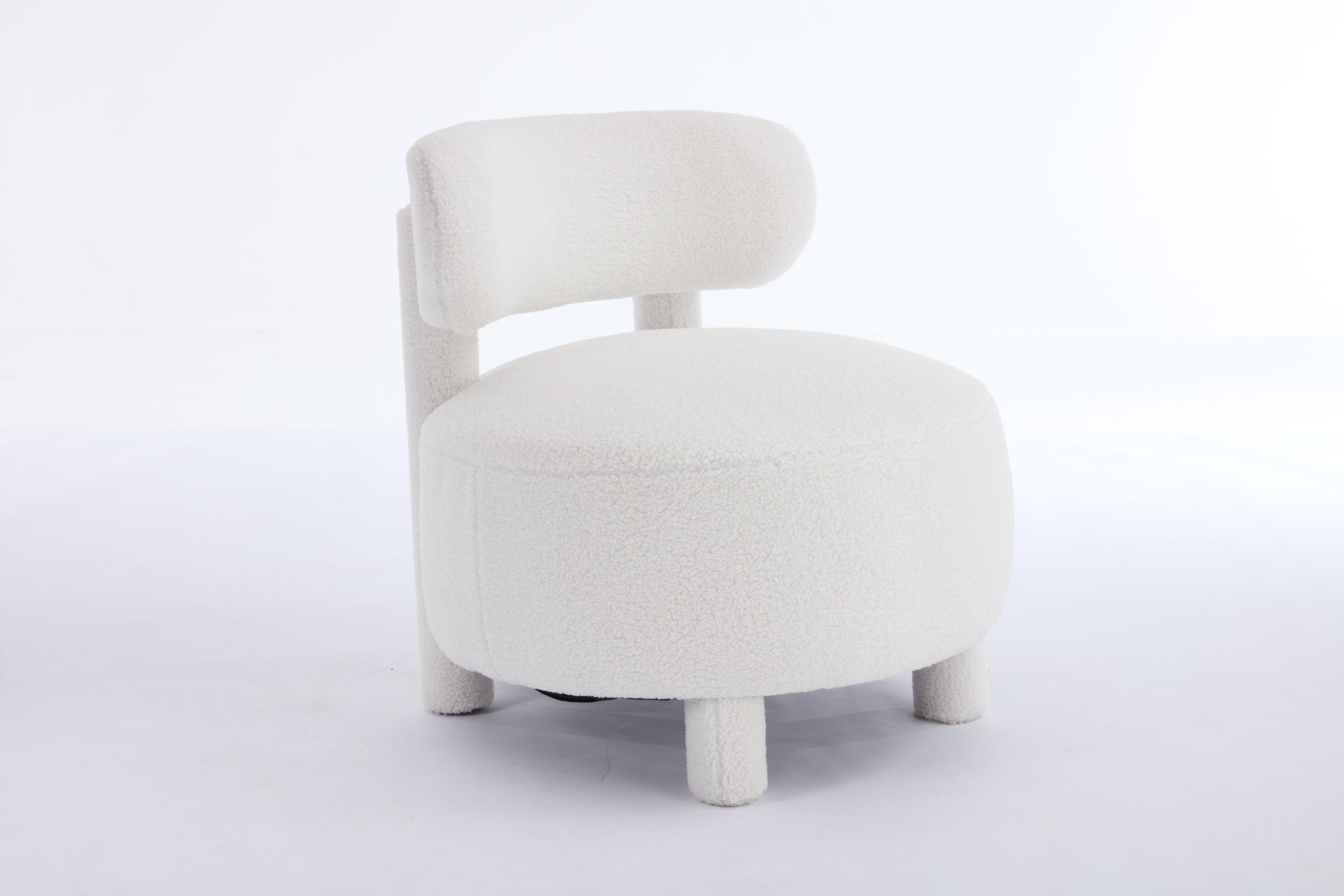 Armless Accent Chair with Curved Backrest and Solid Wooden Legs