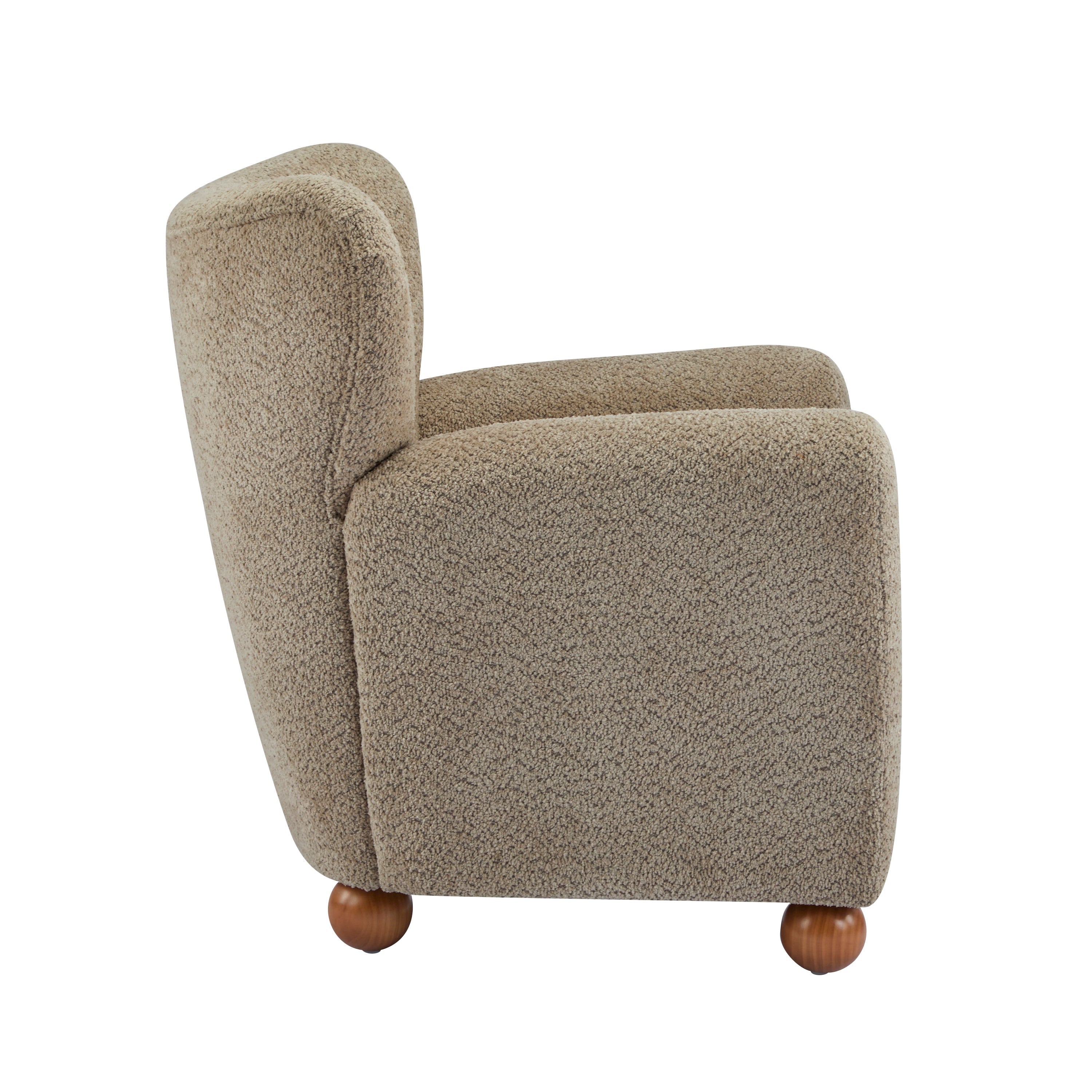 Cozy Wingback Accent Chair with Round Wood Feet