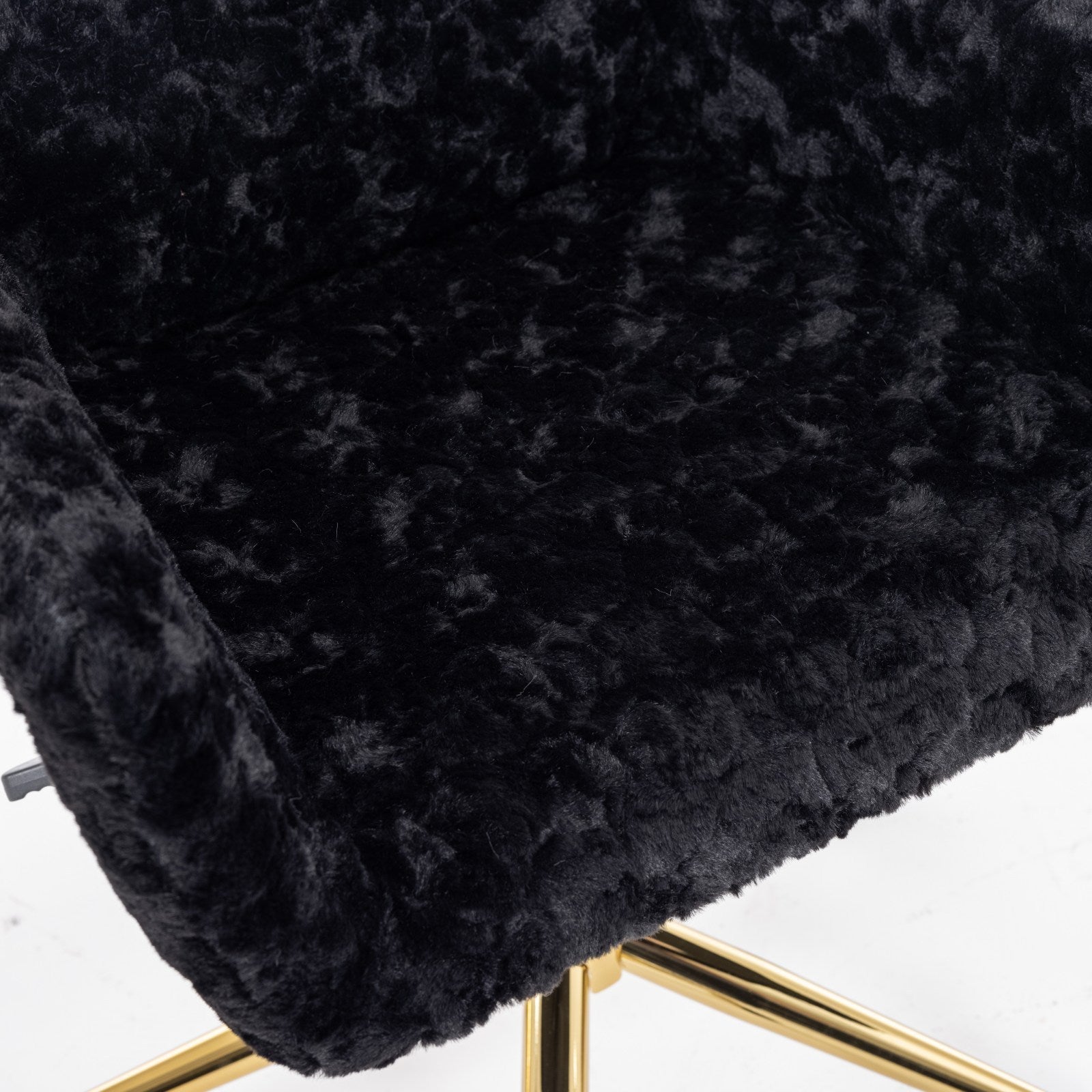 Faux Rabbit Hair Office Chair with Golden Metal Base, Adjustable Swivel