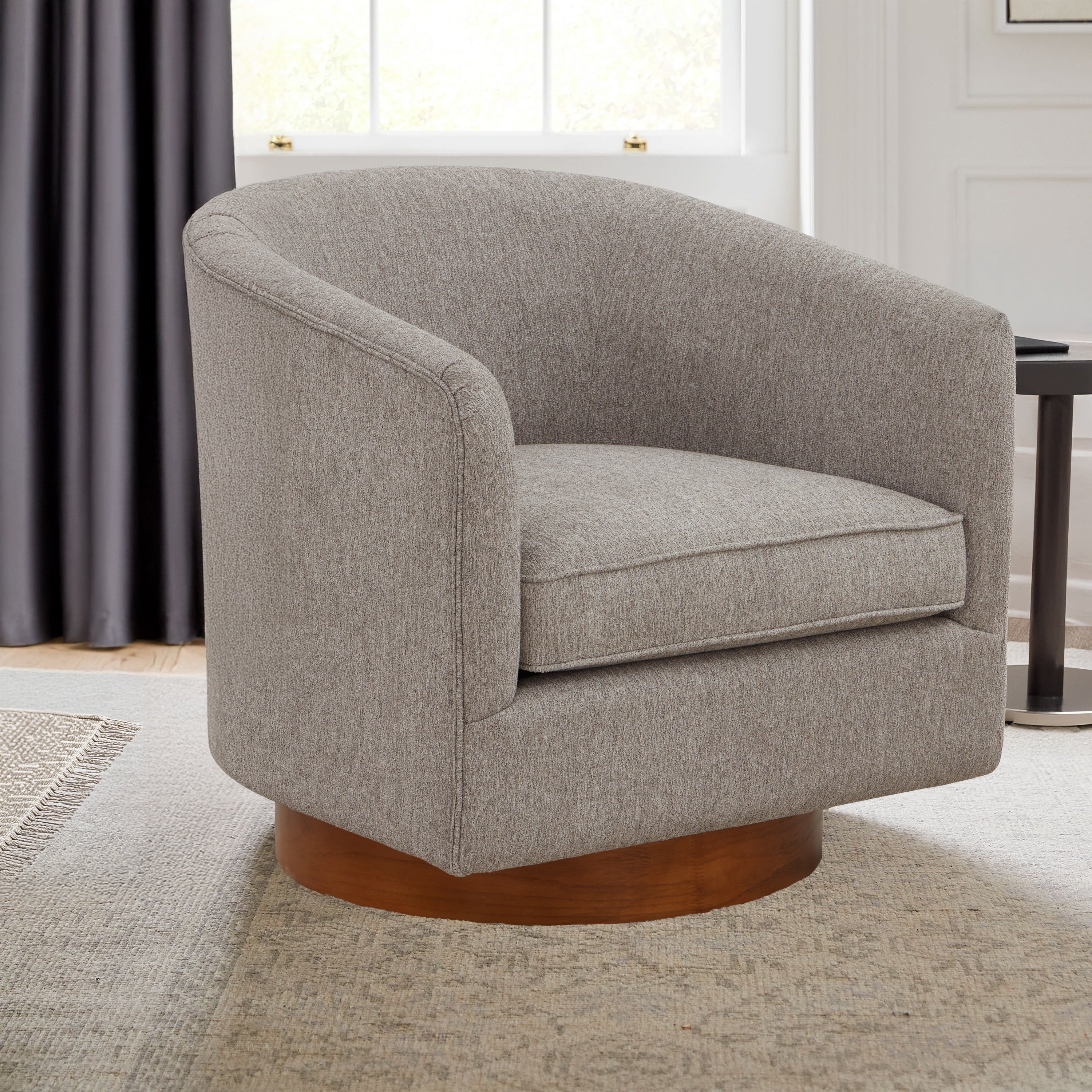 Miramar Wood Base Swivel Club Accent Chair