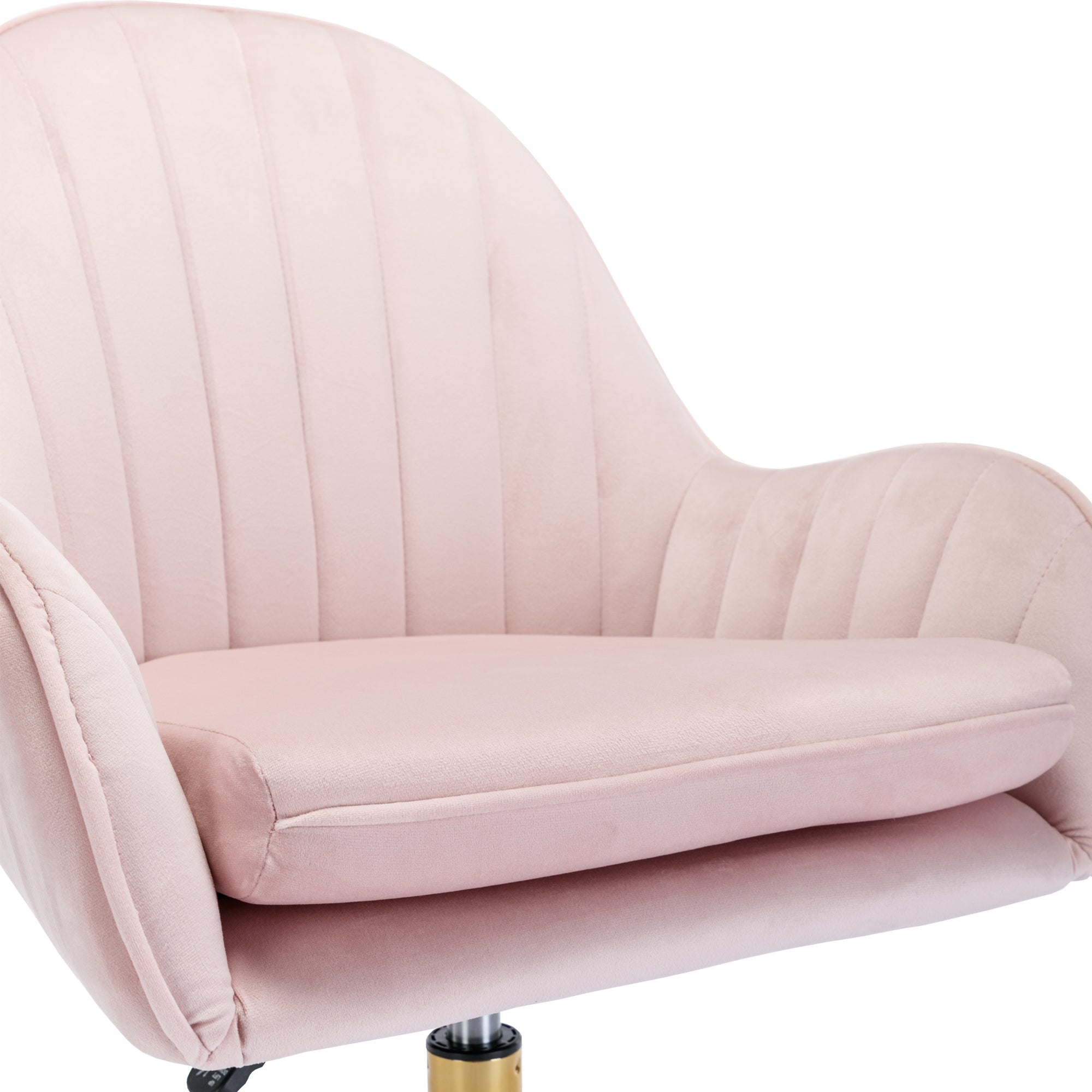 Velvet Home Office Chair with Wheels and Gold Metal Base