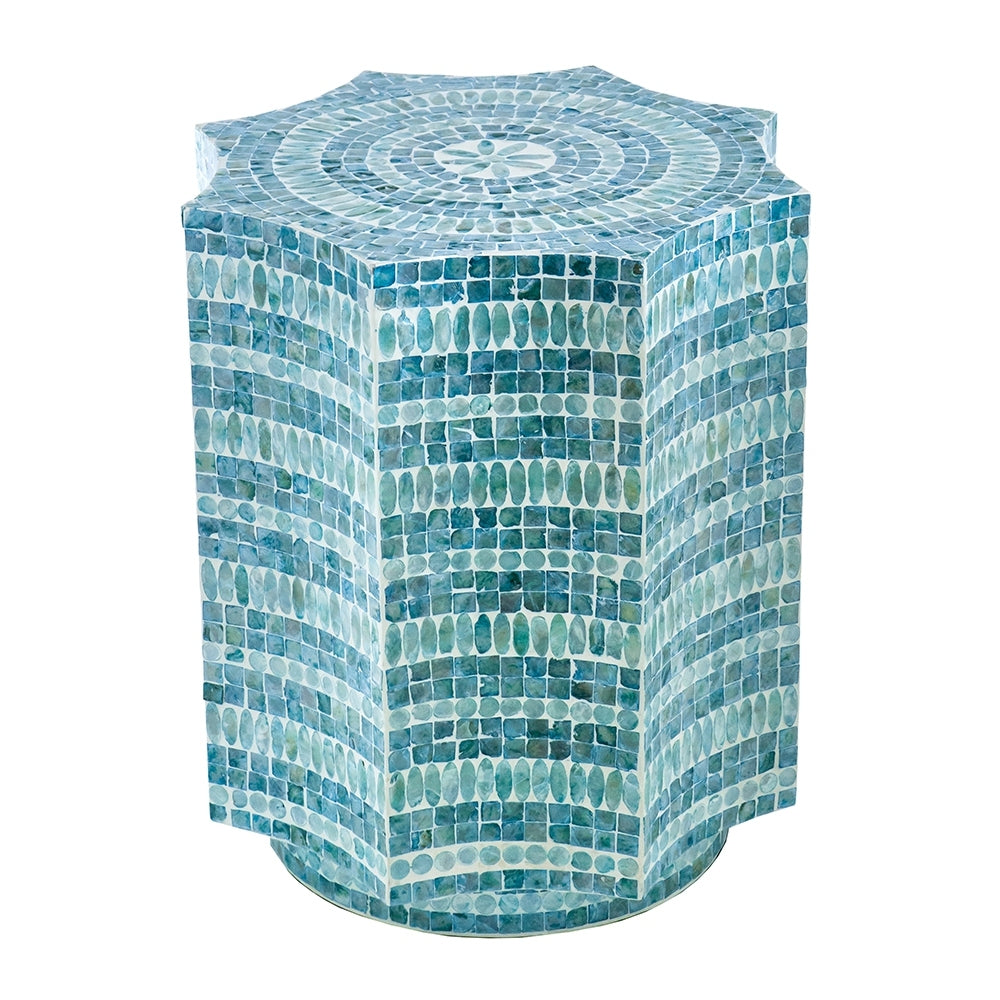Blue Scalloped Capiz Side Table