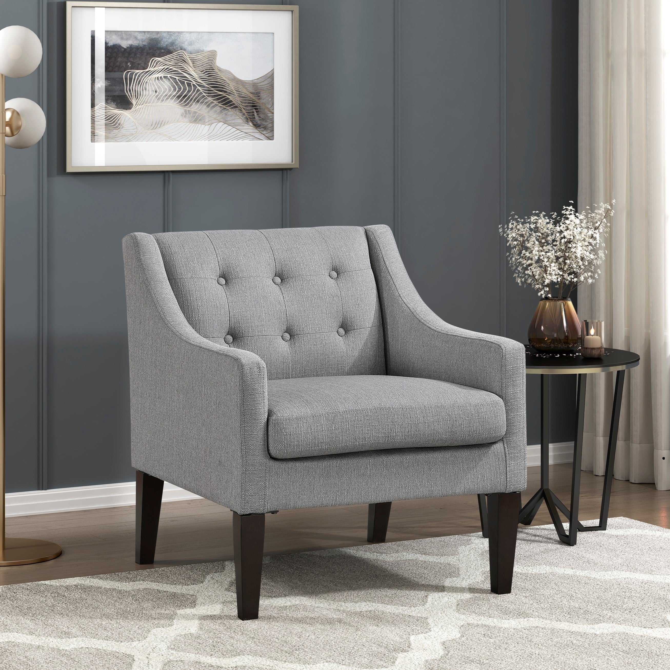 Contemporary Button Tufted Accent Chair