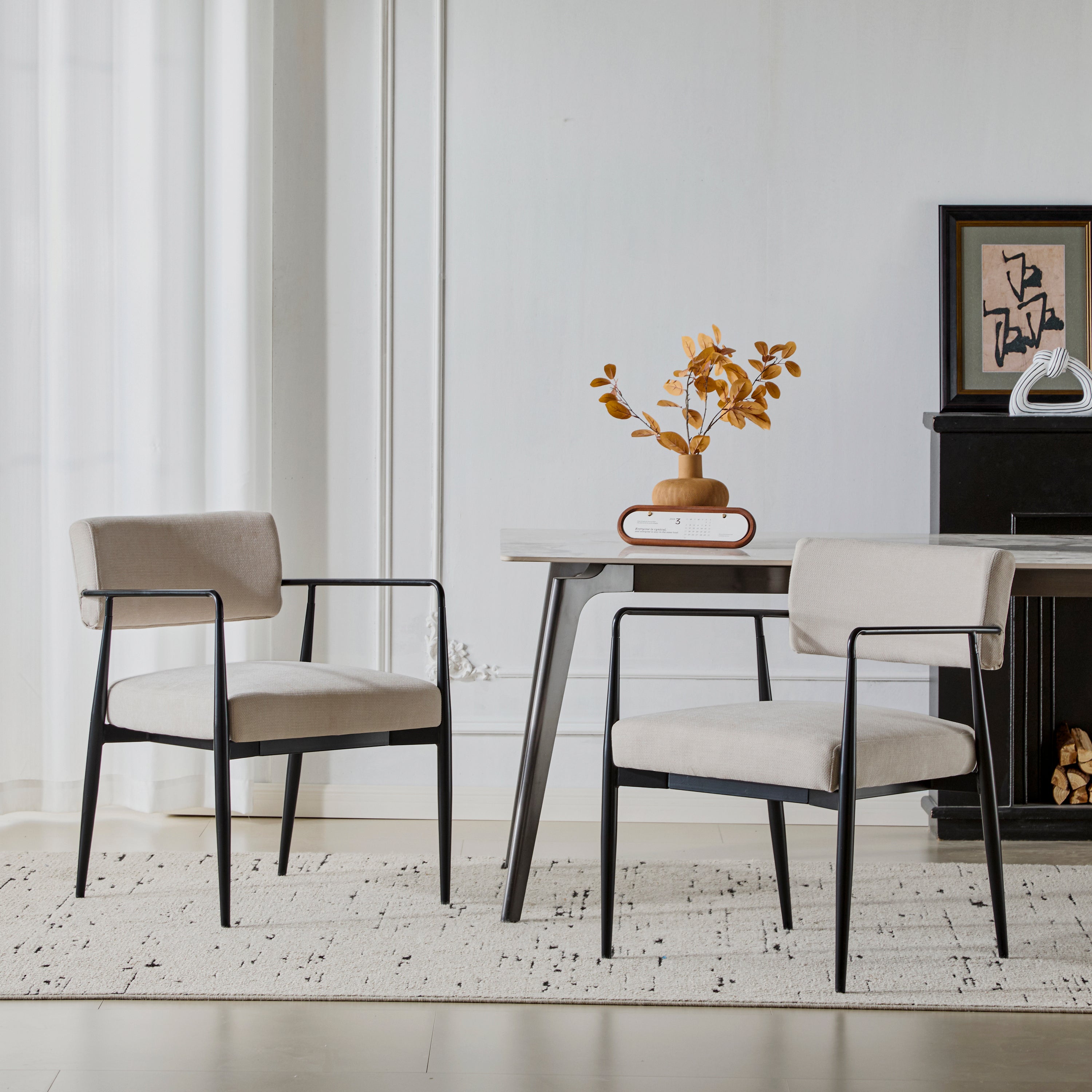 Nora Modern Metal Frame Dining Chair, Set of 2