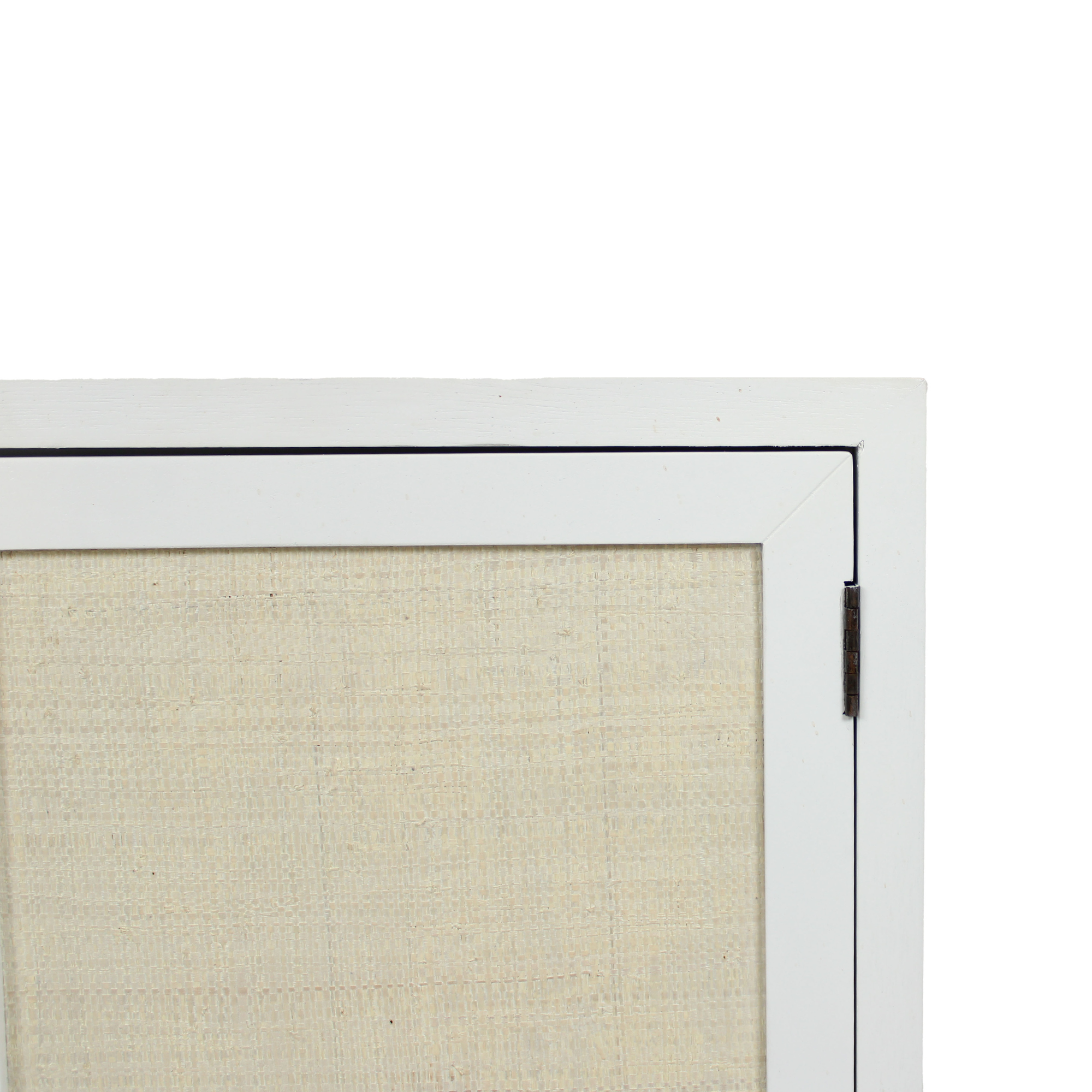 Raffia Paneled 2 Door Storage Cabinet, White