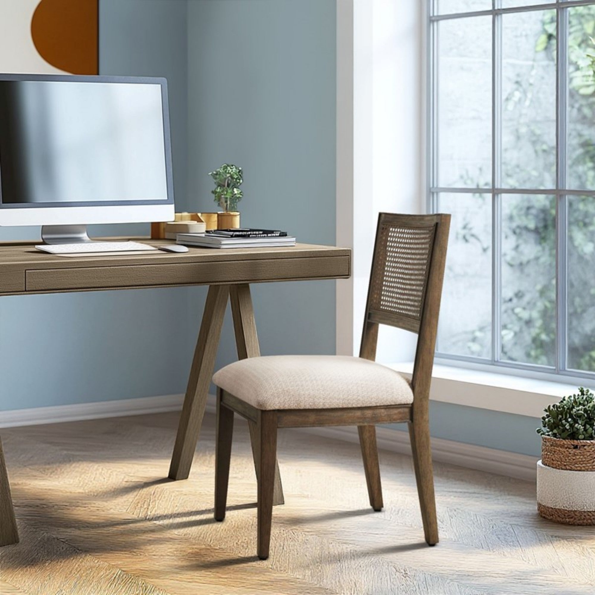 Hearthfield Rattan Armless Dining Chair, Set of 2