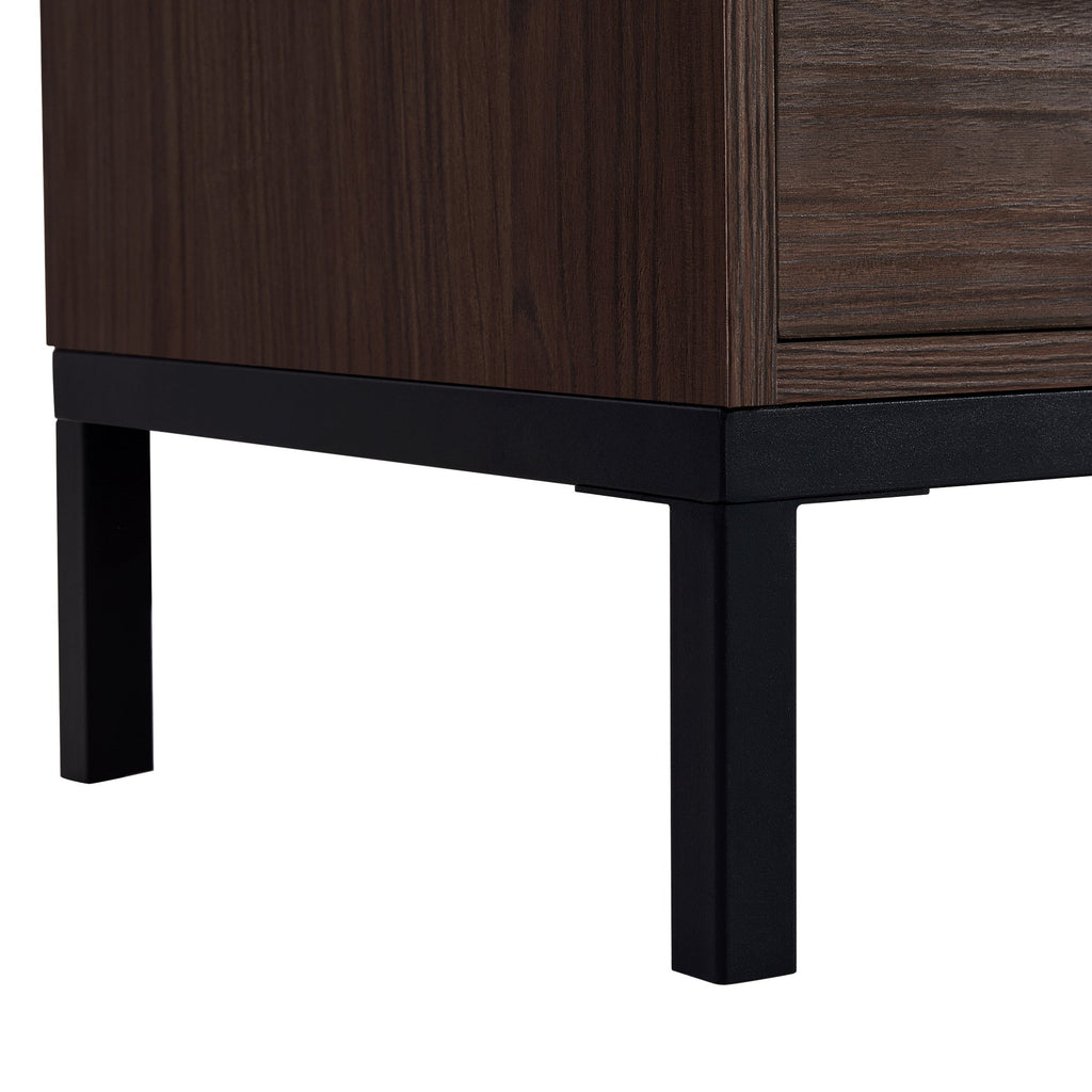 Wide Farmhouse Storage Cabinet with 4-Tier Adjustable Glass Shelves