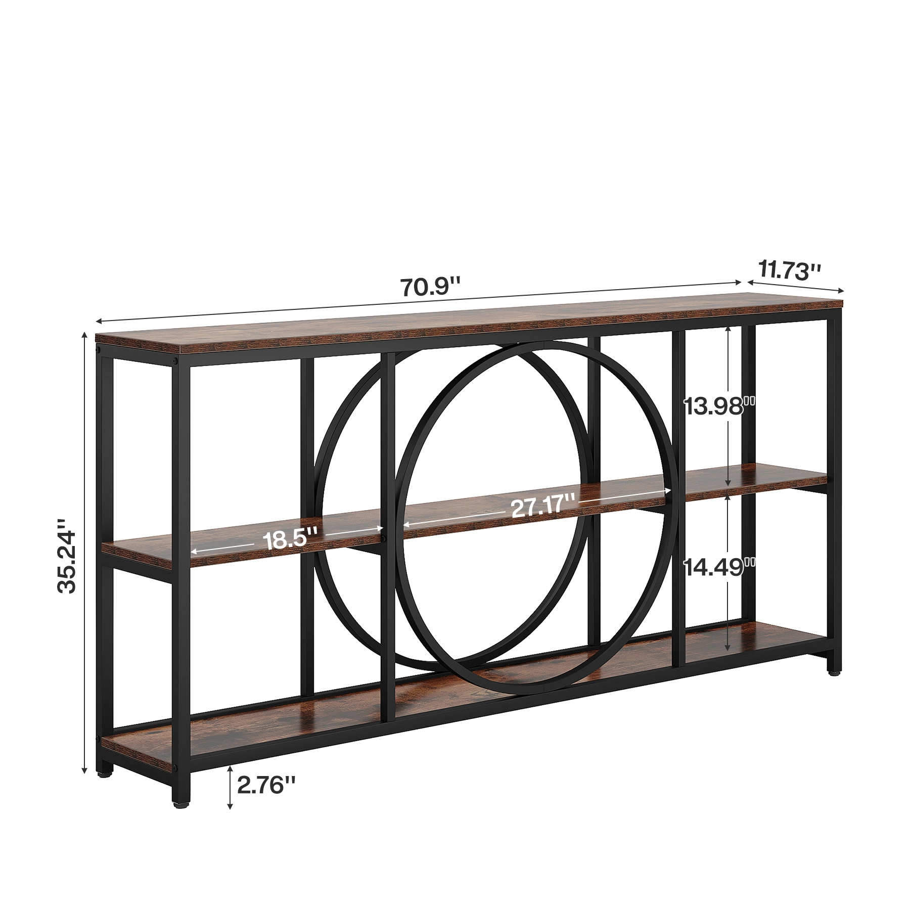 Claybourne  3-Tier Sofa Table with Circular Frame