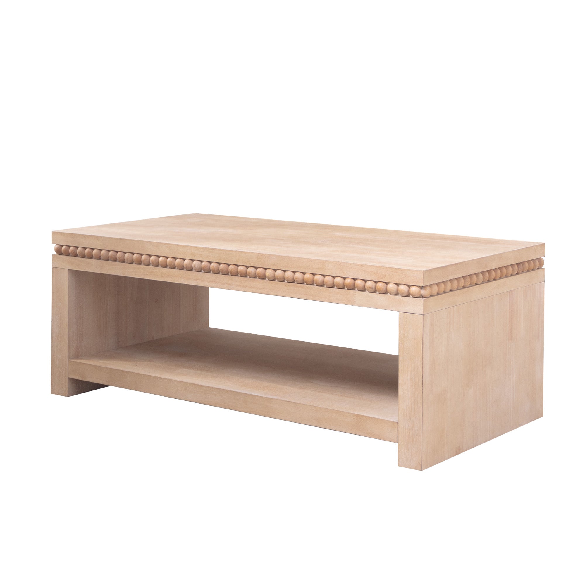 Modern Wood Coffee Table with Beaded Trim