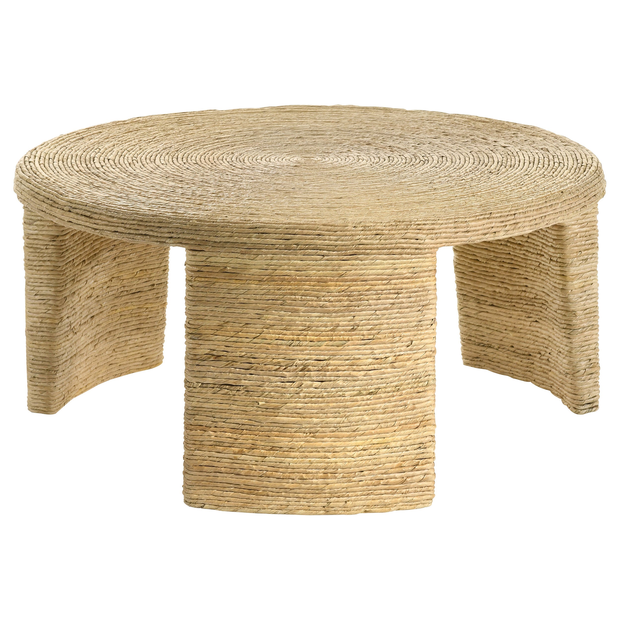Mize Natural Woven Rattan Round Coffee Table