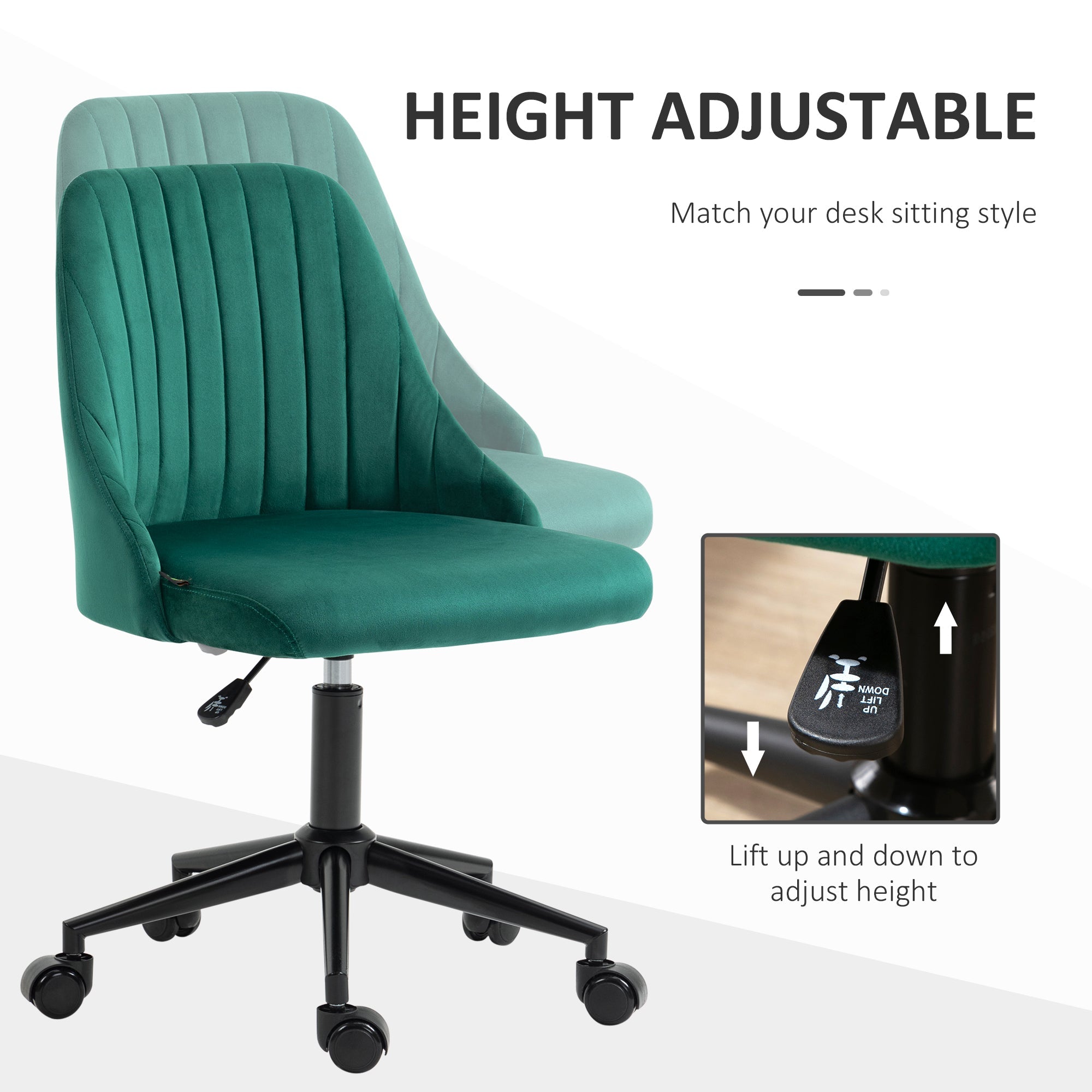 Scalloped Velvet Swivel Desk Chair