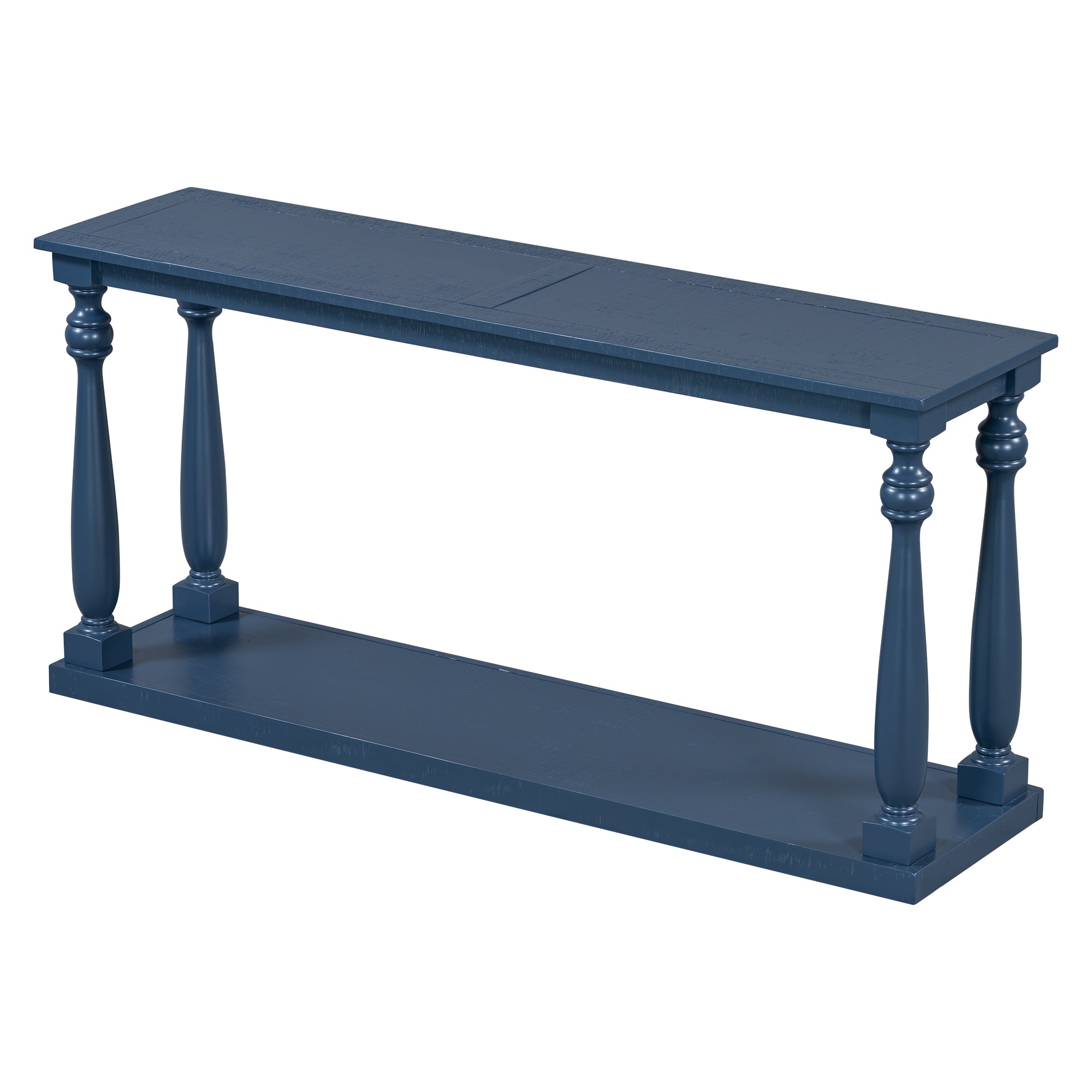 Farmhouse Turned-Leg Entryway Console Table with Bottom Shelf
