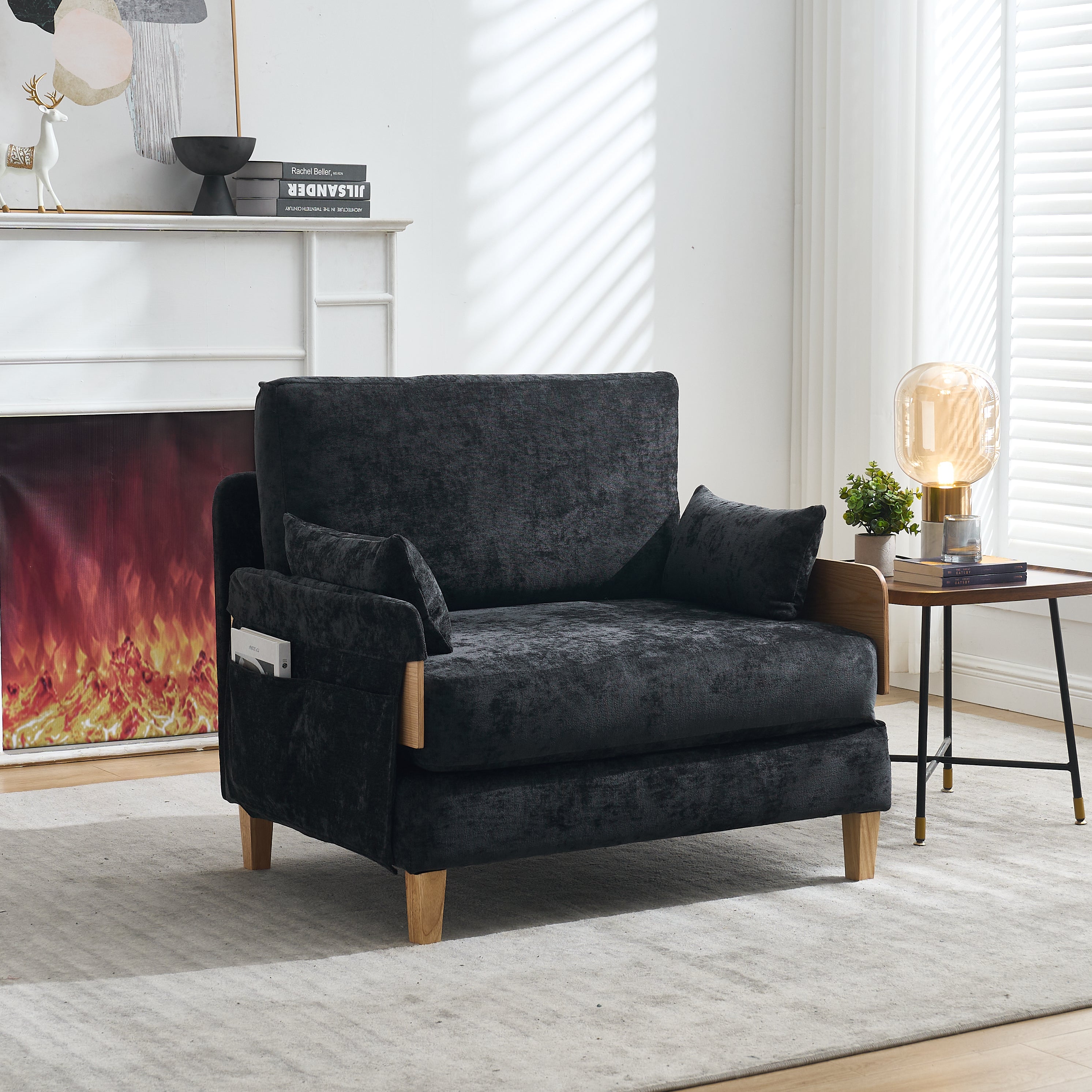 Mid-Century Modern Chenille Foldable Sofa Bed Recliner