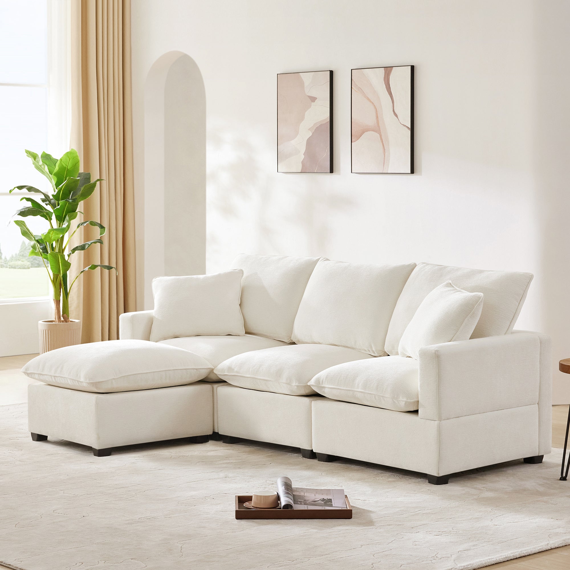 Chenille Modular L-Shape Sofa