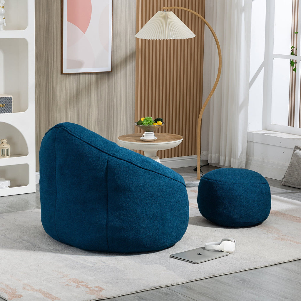 Bean Bag Sofa Chair with High-Pressure Foam and Footrest