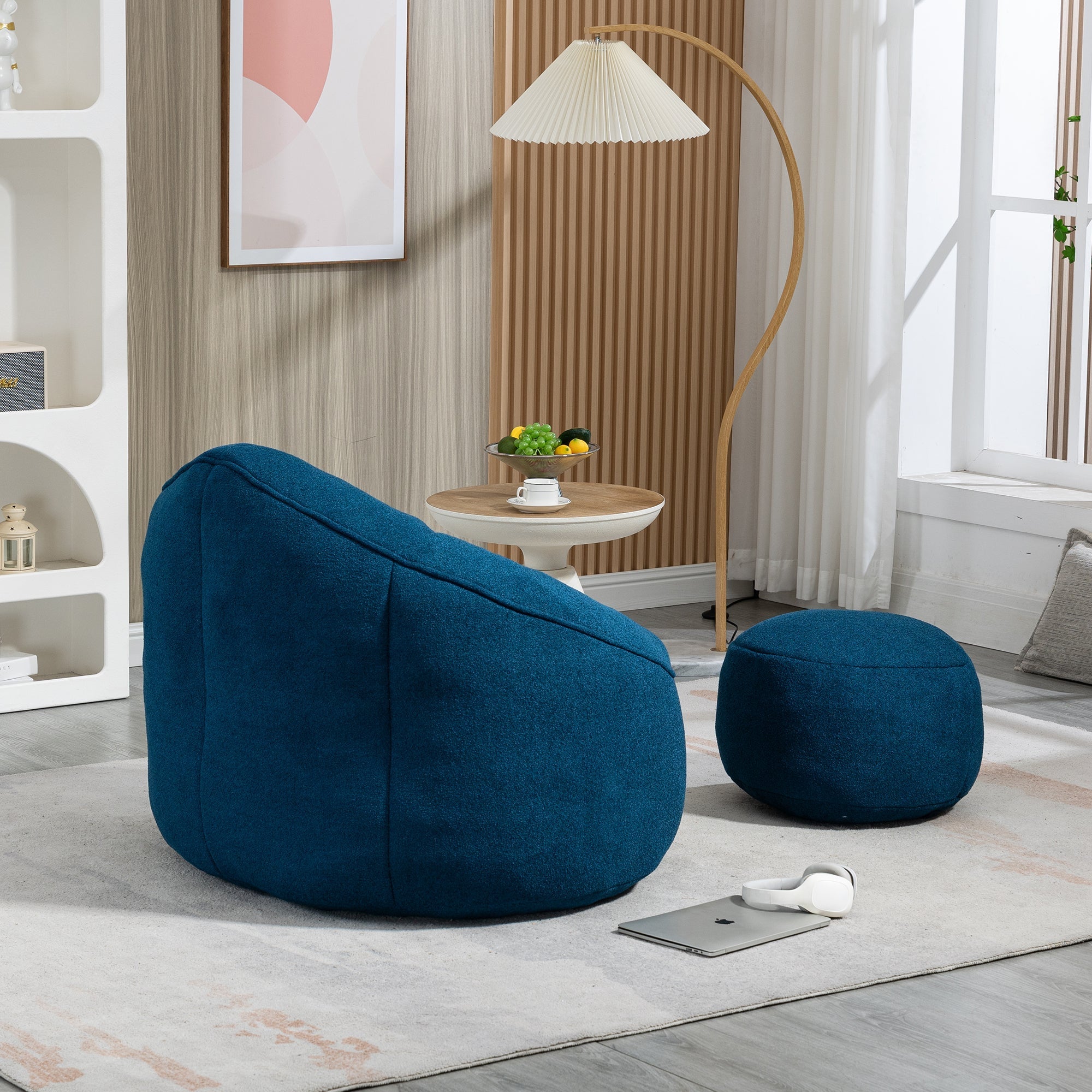 Bean Bag Sofa Chair with High-Pressure Foam and Footrest