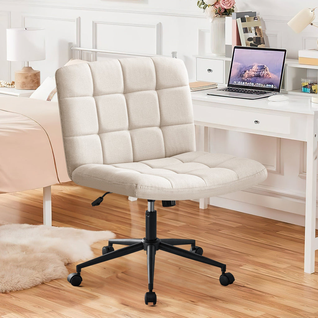 Desk Chair with Wheels, Armless Desk Chair, Adjustable Height 360° Rolling Swivel
