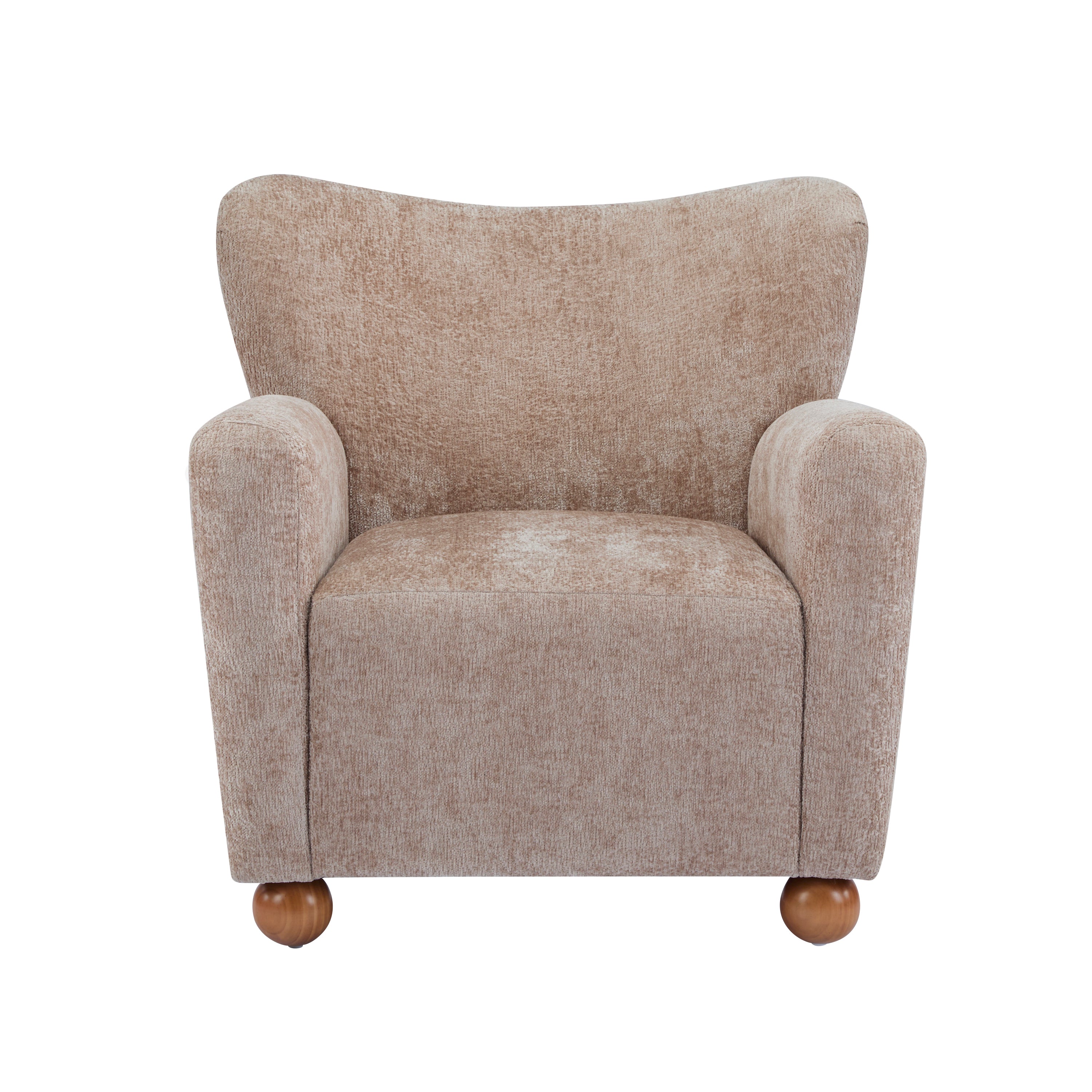 Cozy Wingback Accent Chair with Round Wood Feet