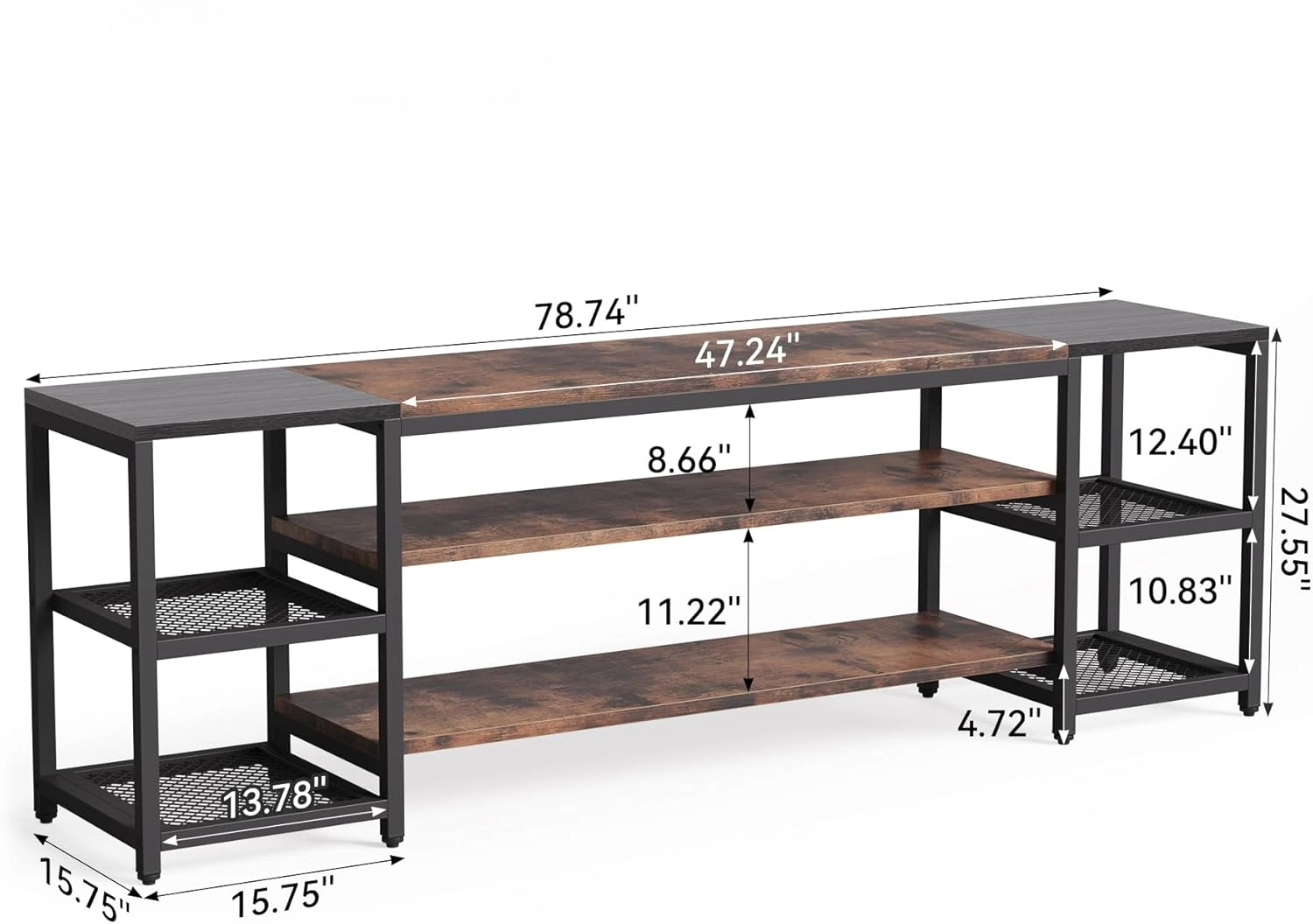 Waterford Modern Farmhouse Entertainment Center with 3-Tier Shelves