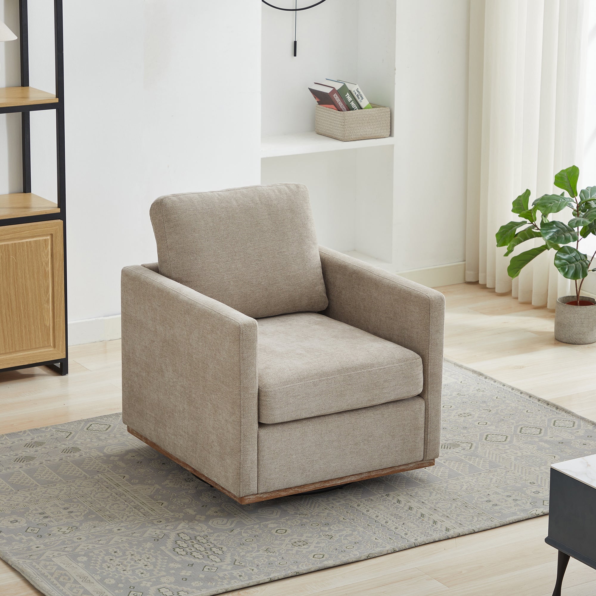 Modern Square Upholstered Swivel Accent Chair