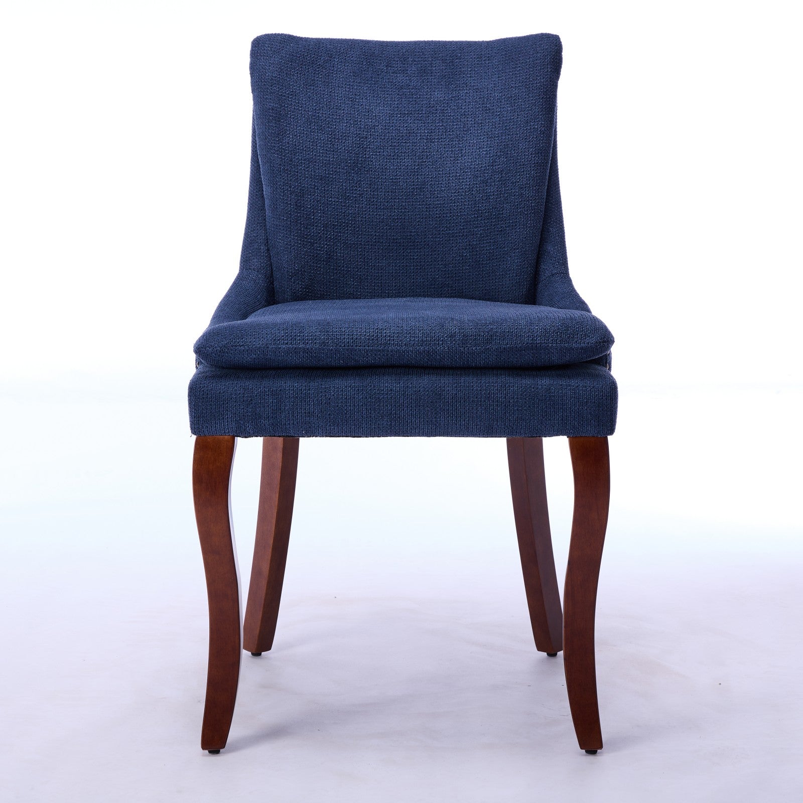 ChenilleUpholstered Dining Chairs with Curved Solid Wood Legs, Set of 2