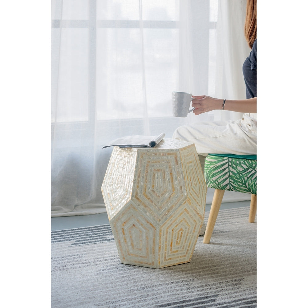 Hexagonal Capiz Side Table