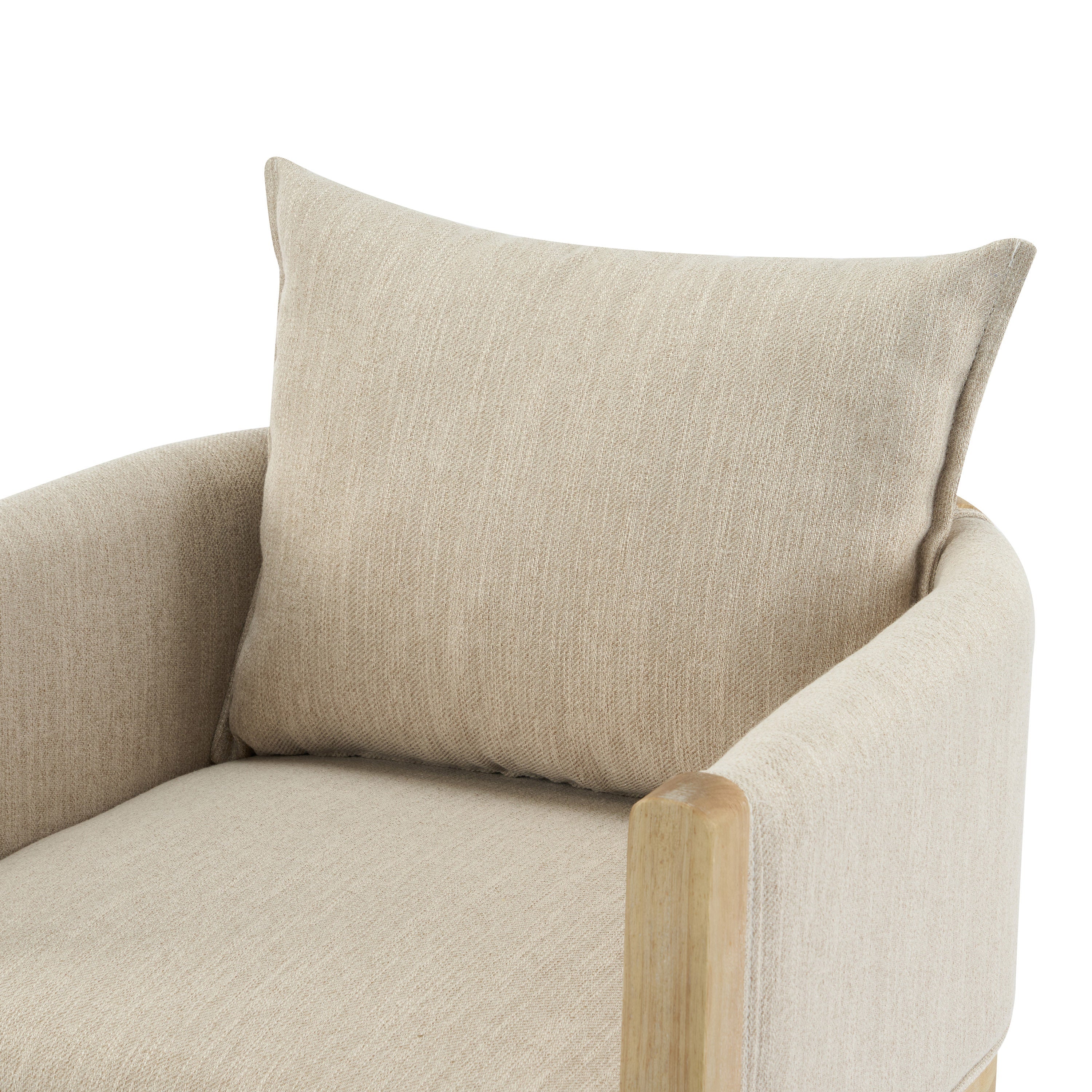 Ainsford Linen Upholstered Armchair with Natural Rubber Wood Legs, Set of 2