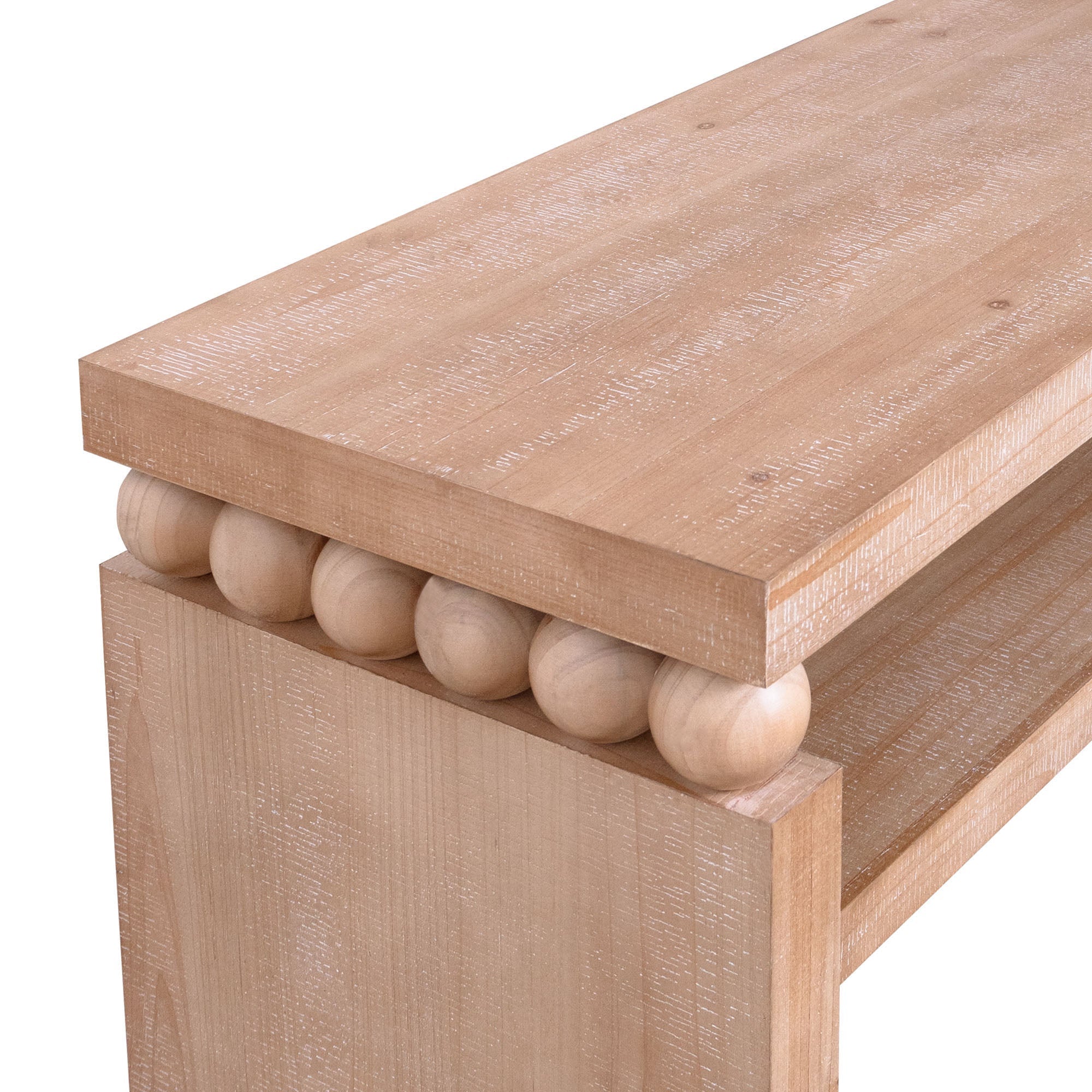 Modern Rustic Console Table with Shelf & Decorative Bead Detail
