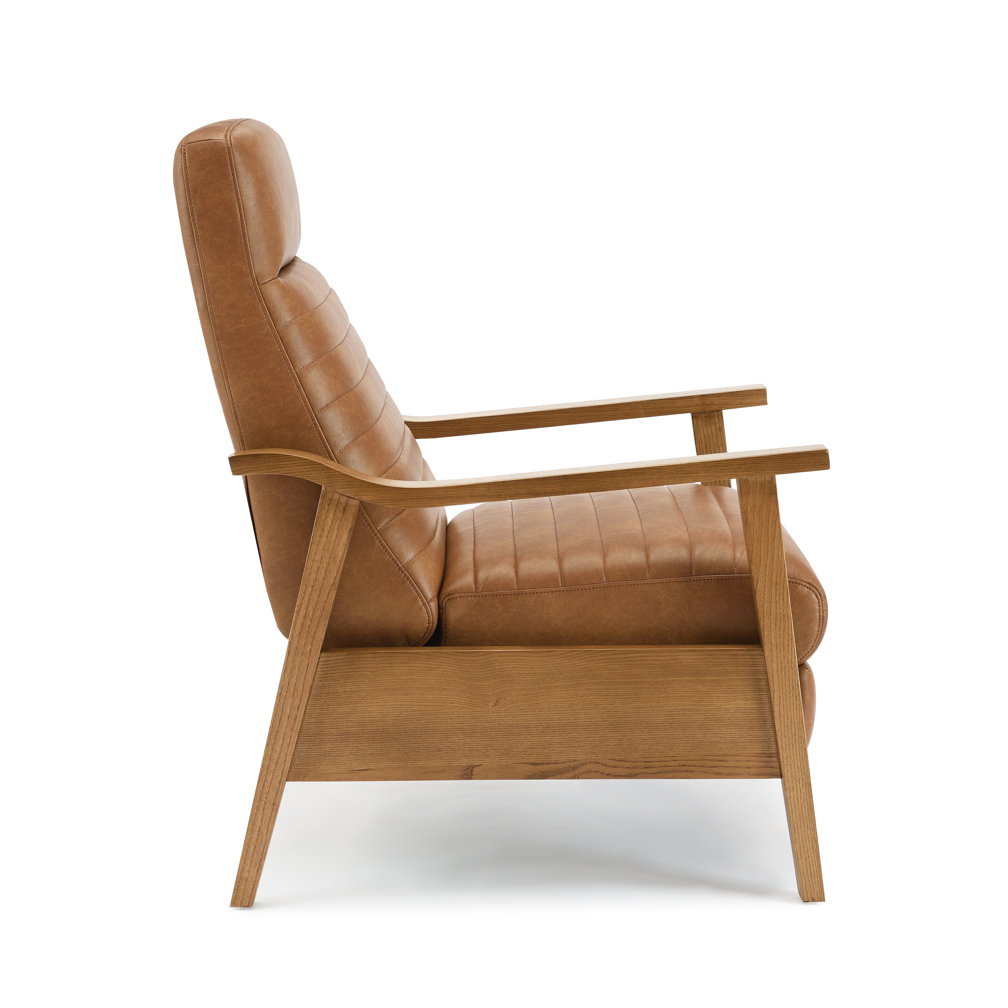 Asher Faux Leather & Wood Arm Push Back Recliner