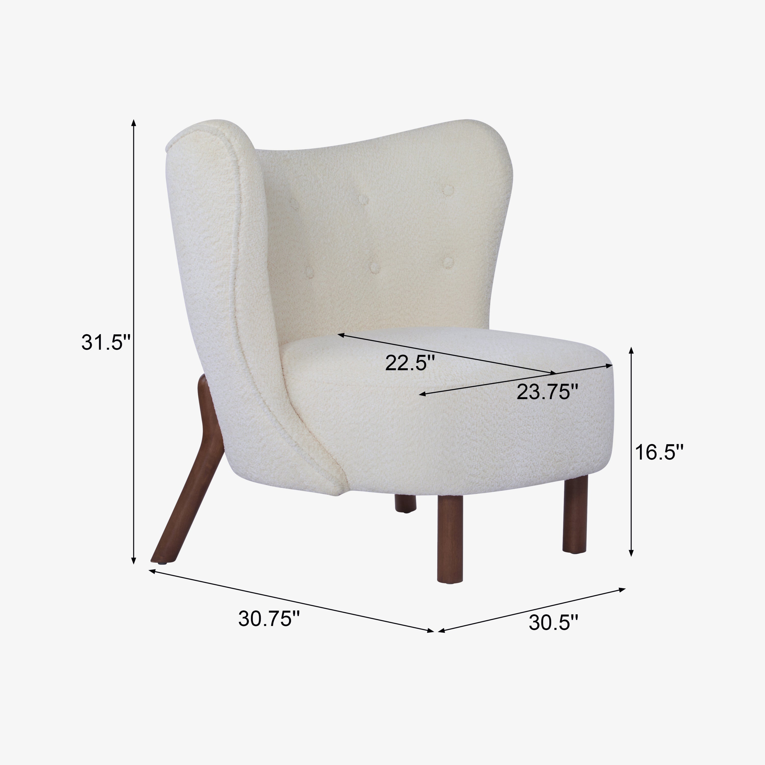 Bella Upholstered Wingback Armless Accent Chair